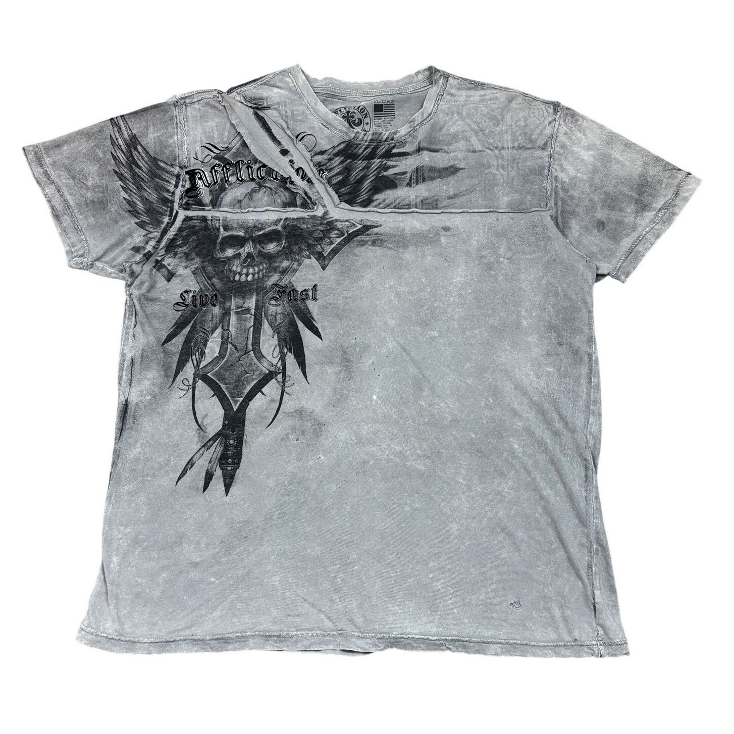 Affliction Affliction Terminus Live First Skull Distressed Shirt 2XL Size US XXL / EU 58 / 5 - 1 Thumbnail