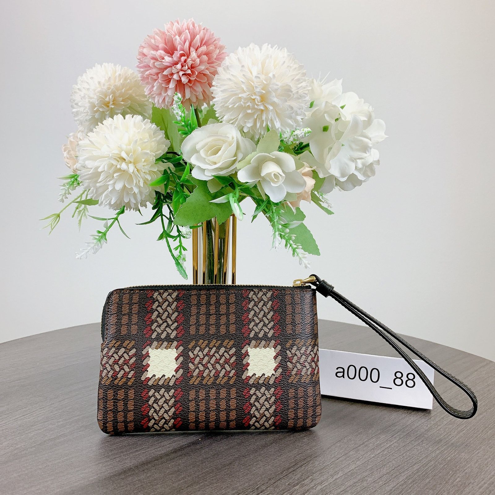 Coach Coach CN012 Corner Zip Wristlet With Brushed Plaid Print Size ONE SIZE - 2 Thumbnail