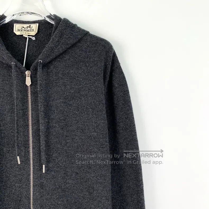 Hermes Hermes Dark Gray Cashmere Hooded Drawstring Zip-Up Long Sl Size US S / EU 44-46 / 1 - 3 Thumbnail