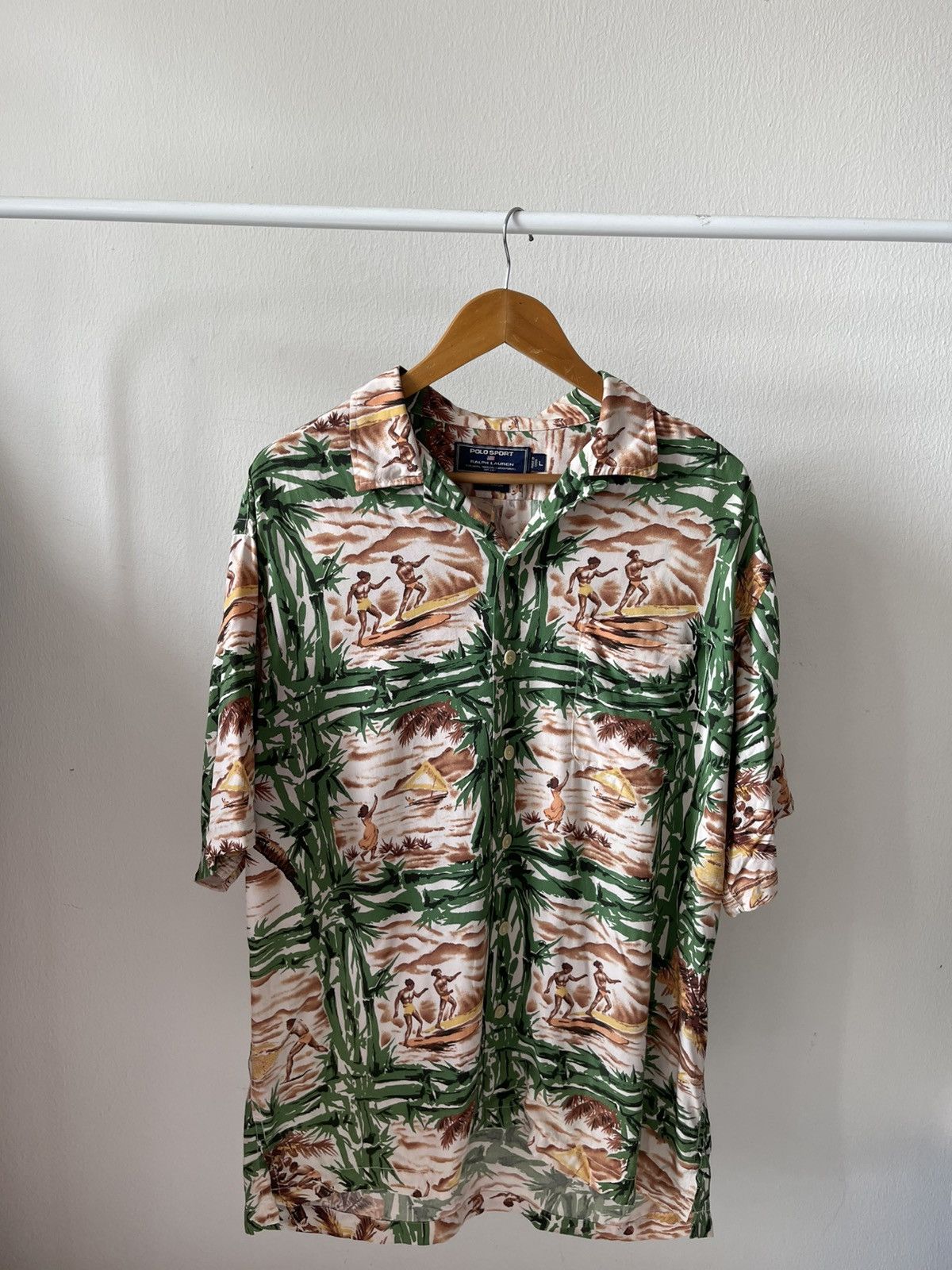 Polo Ralph Lauren 90s Polo Sport Ralph Lauren Rayon Surf Motif Shirt A1 Size US L / EU 52-54 / 3 - 2 Thumbnail