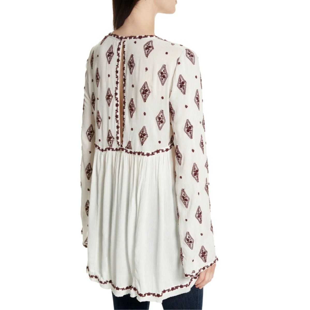 Free People Free People Diamond Embroidered Deep V Top Mini Dress size S Size S / US 4 / IT 40 - 4 Thumbnail