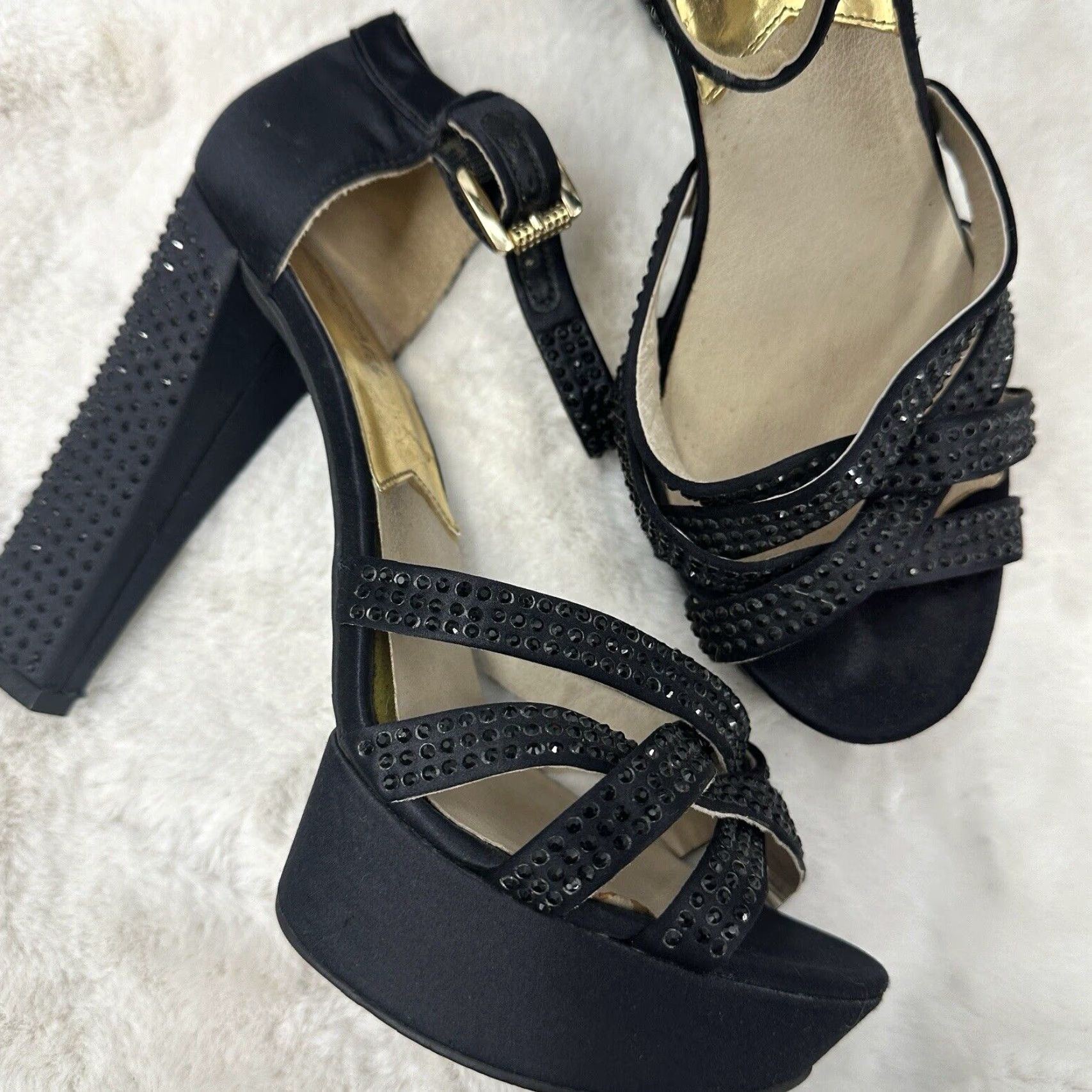 Michael Kors Michael Kors Womens Heels Open Toe Platform 10 Black Rhinestone 90s Going Out Party Size US 10 / IT 40 - 2 Thumbnail