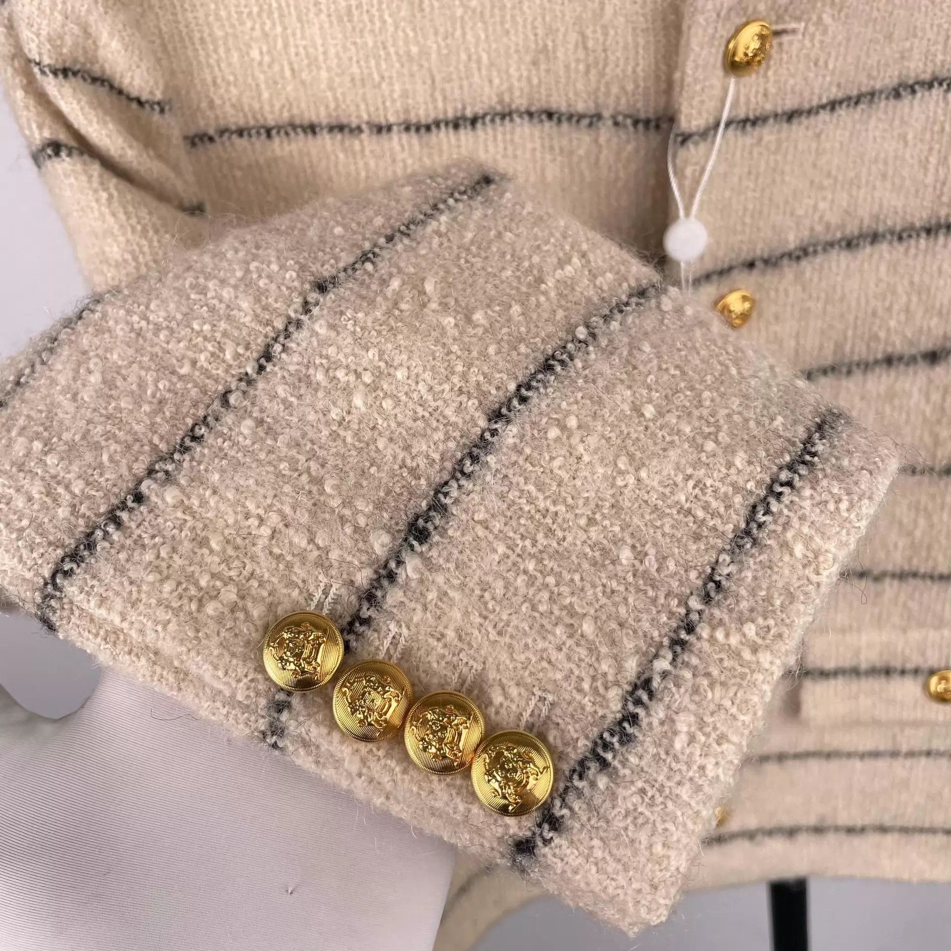 Celine Celine Cream Striped Gold Buttons Short Jacket 36 Size XS / US 0-2 / IT 36-38 - 3 Thumbnail