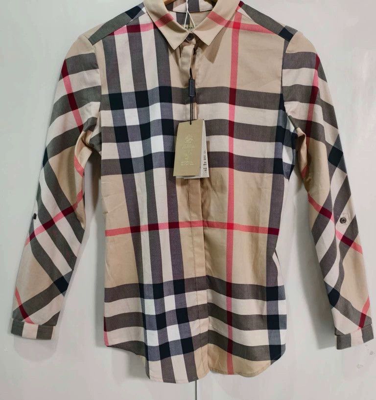 Burberry Burberry Beige Plaid Slim Fit Shirt XS Size US XS / EU 42 / 0 - 1 Thumbnail