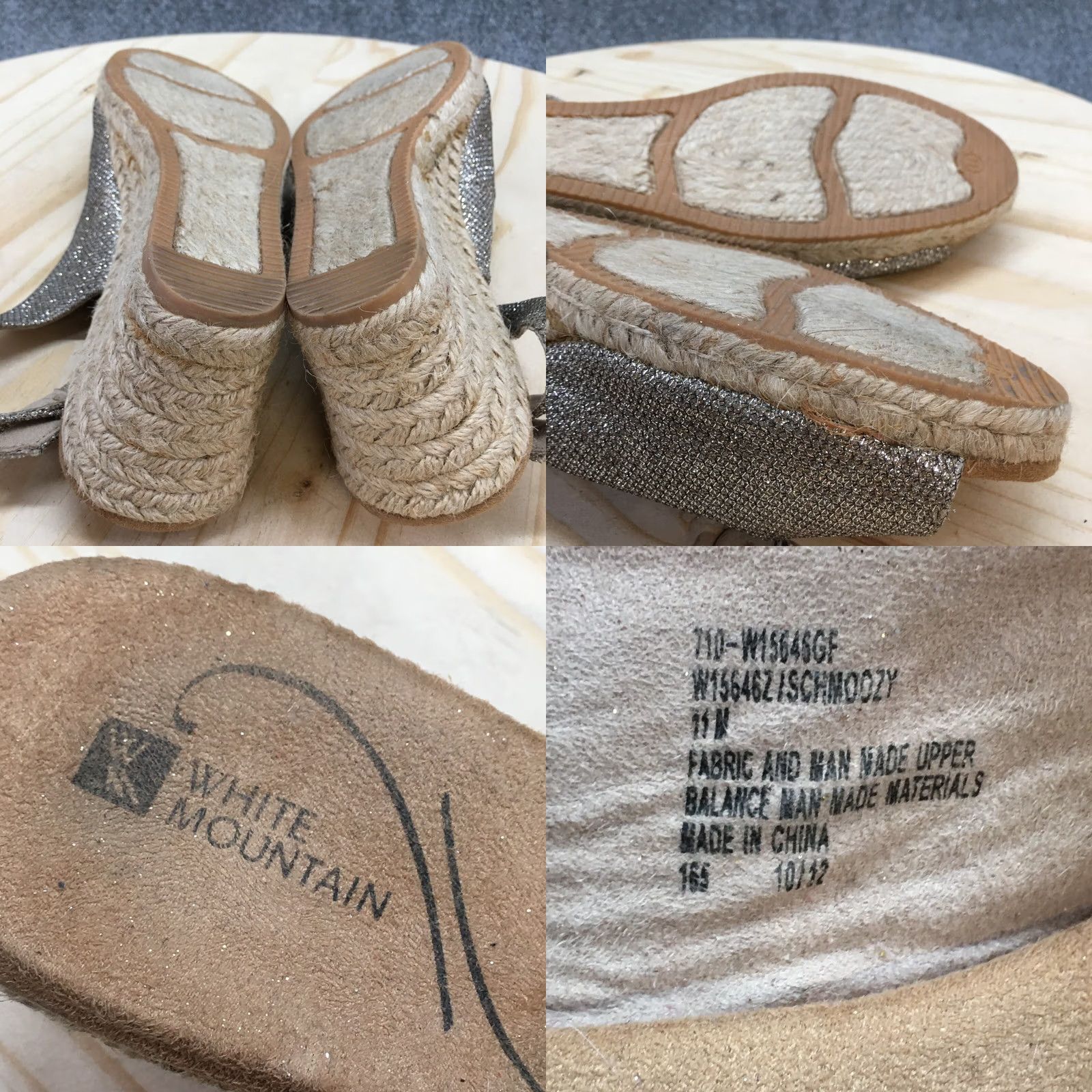 Vintage White Mountain Sandals Womens 11 M Schmoozy Espadrille Wedge Slingback Gold Size US 11 / IT 41 - 9 Thumbnail
