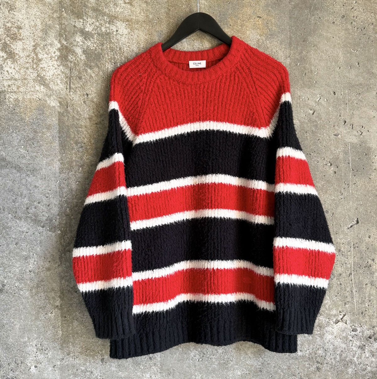 Celine Celine Striped Shaggy Knit Sweater By Hedi Slimane Size US M / EU 48-50 / 2 - 3 Thumbnail