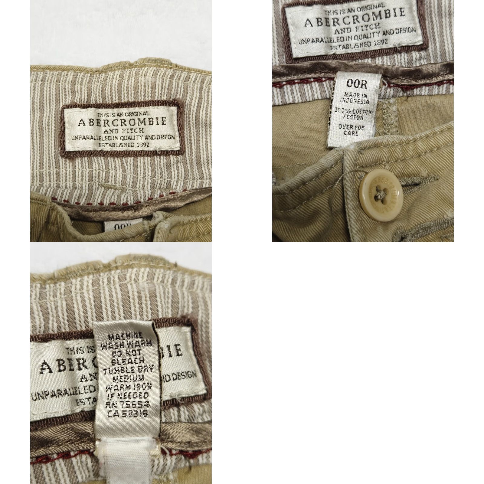 Vintage Abercrombie & Fitch Chino Pants Womens 00R Beige Khaki Straight Casual Cotton Pants Women Size 24" / US 00 / IT 34 - 8 Thumbnail