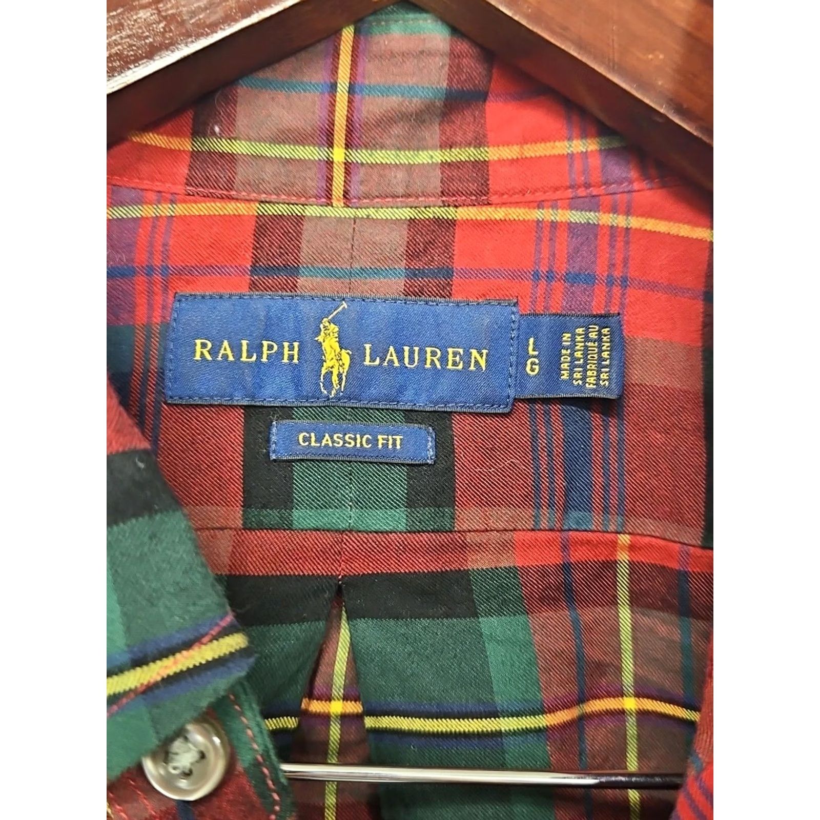 Ralph Lauren Ralph Lauren Button-Down Shirt LG Red Green Plaid Classic Fit Men’s Cotton Multicolor Long Sleeve Casual Business Travel Easy Care Size US L / EU 52-54 / 3 - 4 Thumbnail