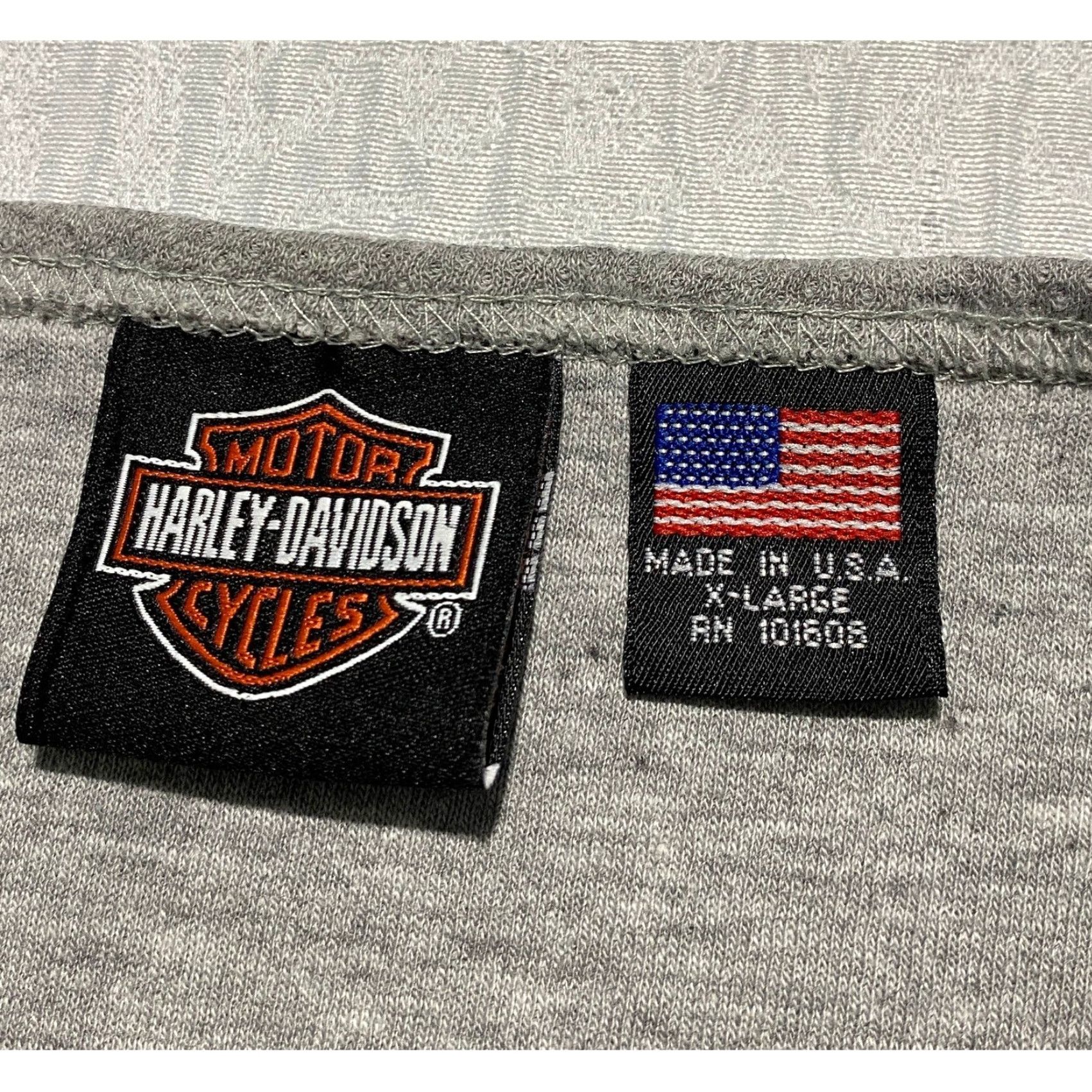 Harley Davidson Harley-Davidson T-Shirt Gray V-Neck Embroidered Logo XL Made in USA Mens Size XL / US 12-14 / IT 48-50 - 4 Thumbnail