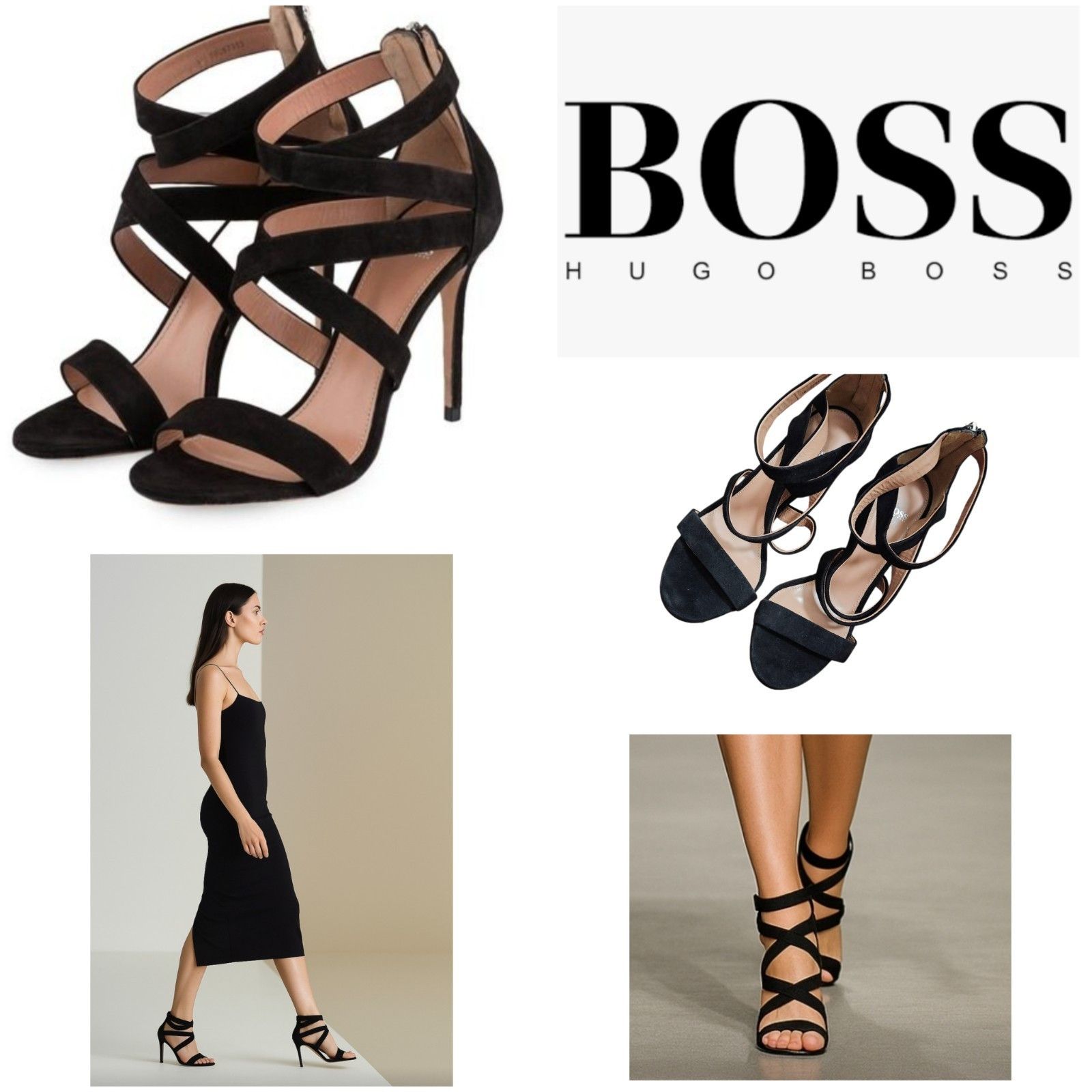 Hugo Boss BOSS Hugo Boos GRACE Black Suede Sandals Heels 38/7.5 Size US 7.5 / IT 37.5 - 14 Thumbnail