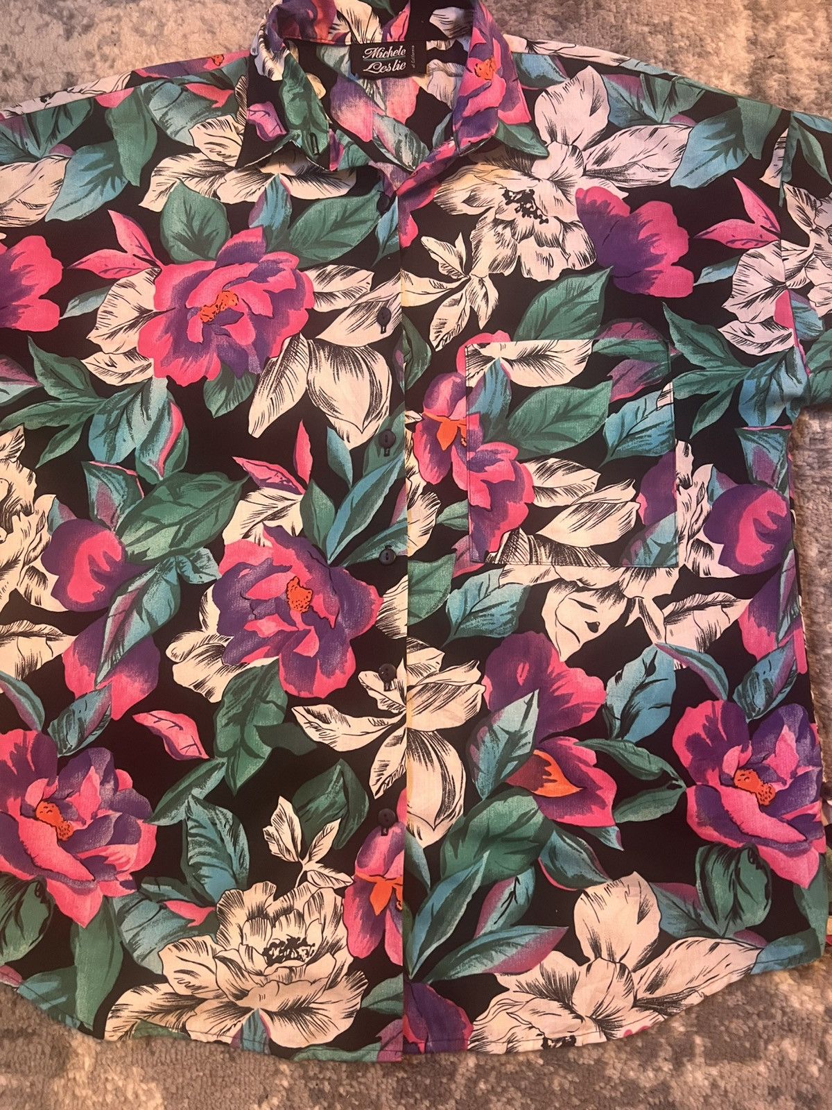 Vintage Vintage Michele Leslie of California Women’s Blouse floral Size ONE SIZE - 2 Thumbnail