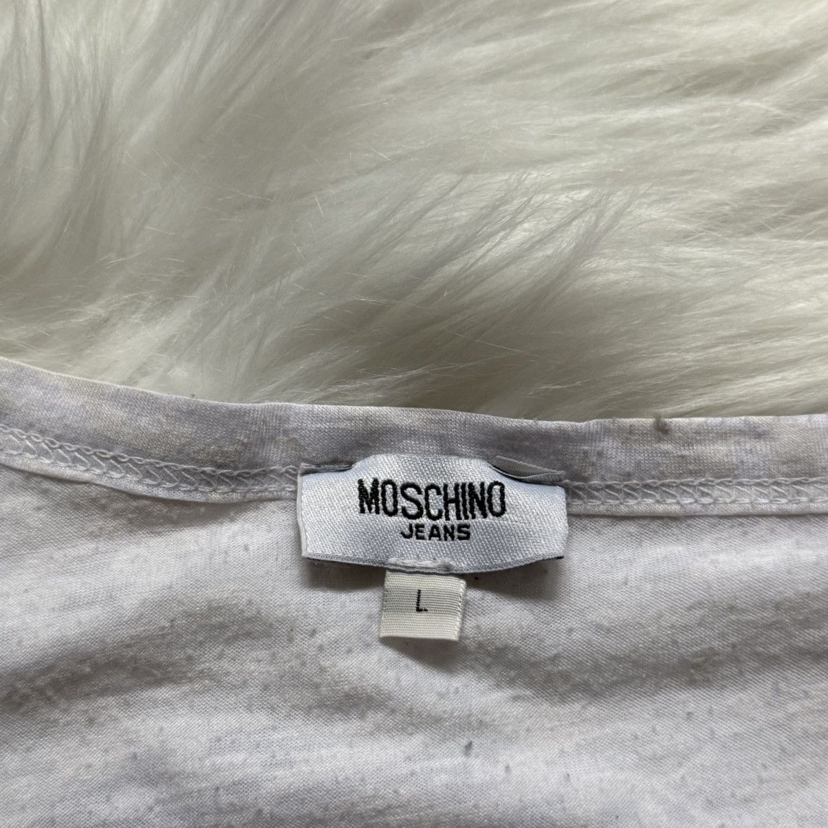 Moschino 📌 Vintage Moschino Jeans Y2K Newspaper Graphic T-Shirt Size L / US 10 / IT 46 - 5 Thumbnail