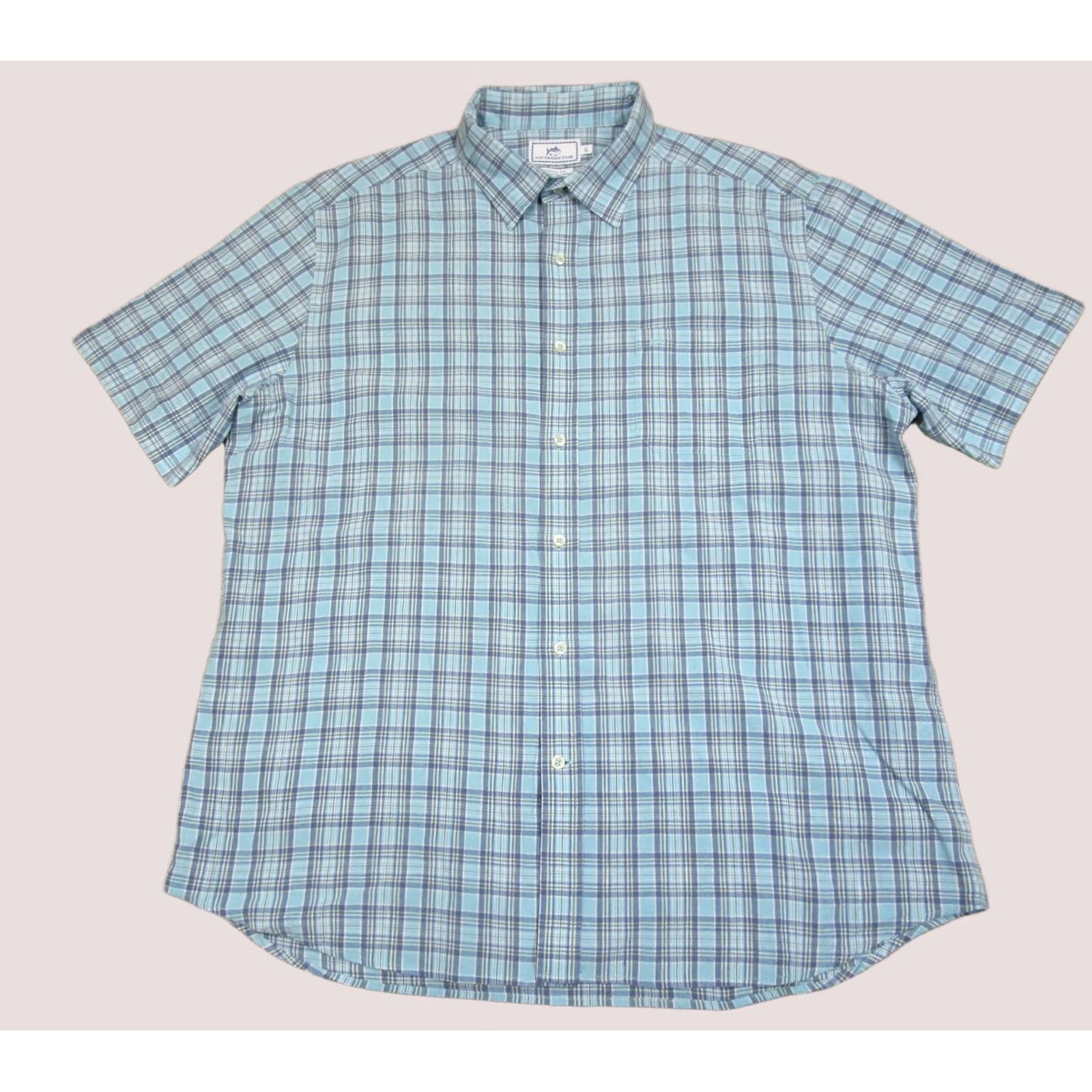 Southern Tide Southern Tide Shirt Men XL Blue Plaid Linen Blend Short Sleeve Button Down Size US XL / EU 56 / 4 - 1 Thumbnail