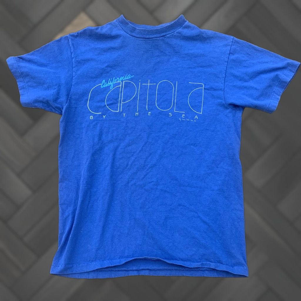 Hanes VINTAGE Hanes California Capitola By the Sea T-Shirt M Blue Crew Neck Short Sleeve Cotton 80s 90s Beach Graphic Print Men Size US M / EU 48-50 / 2 - 1 Thumbnail