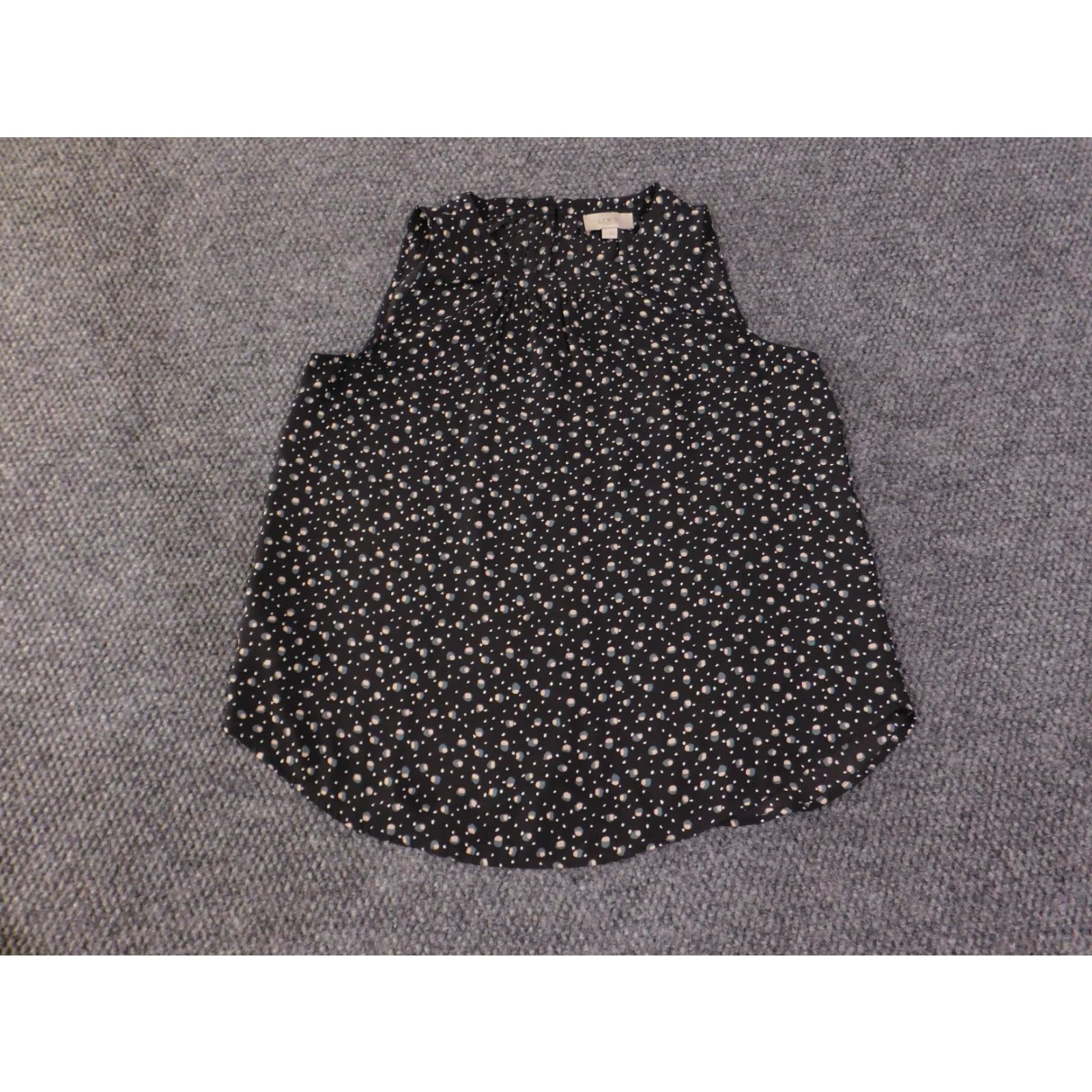 Ann Taylor Loft Blouse Womens S Black Sleeveless Polka Dot High Neck Lightweight Round Neck Pullover Casual Polyester Knit Ann Taylor Loft Size S / US 4 / IT 40 - 2 Thumbnail