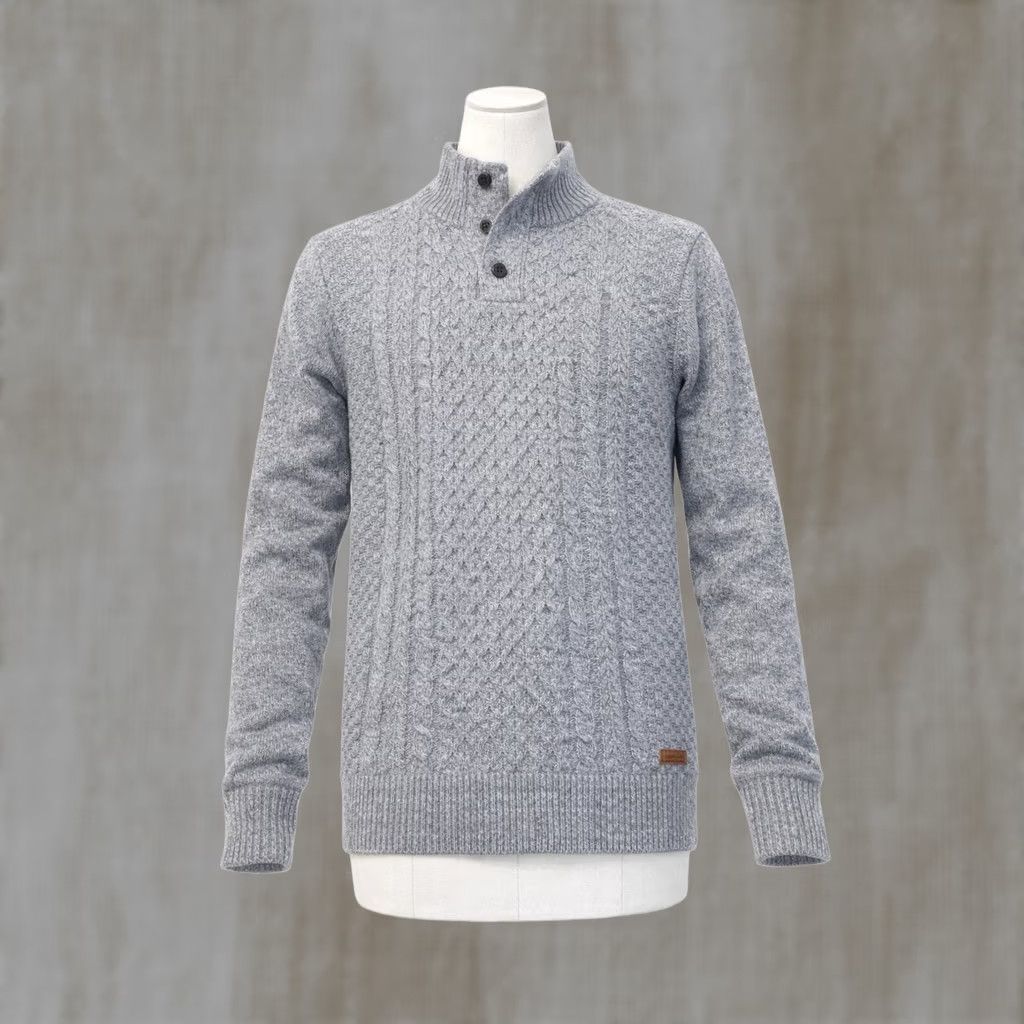 Buffalo David Bitton Buffalo David Button Mens Gray Sweater XL Cable-Knit Pullover Long Sleeve Knit Classic Solid Button Logo Winter Fall Spring Size US XL / EU 56 / 4 - 1 Thumbnail