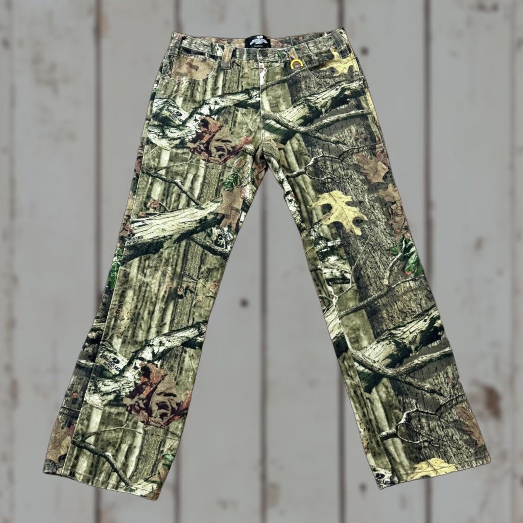 Vintage Mossy Oak Pants Mens 34 Green Camouflage Cotton Chino Straight Regular Size US 31 - 1 Thumbnail