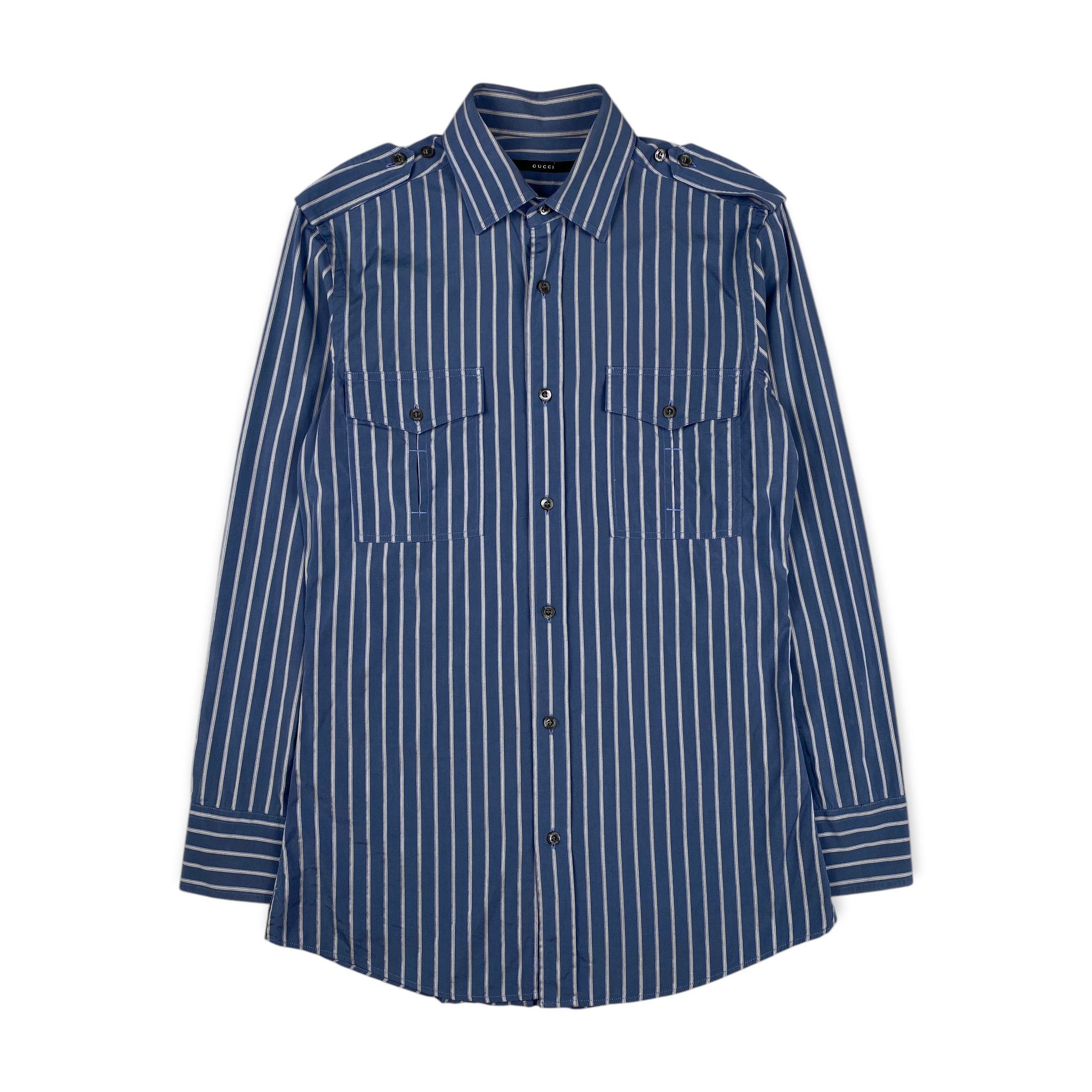 Gucci Double Pocket Striped Long Sleeve Shirt Size XS / US 0-2 / IT 36-38 - 1 Thumbnail