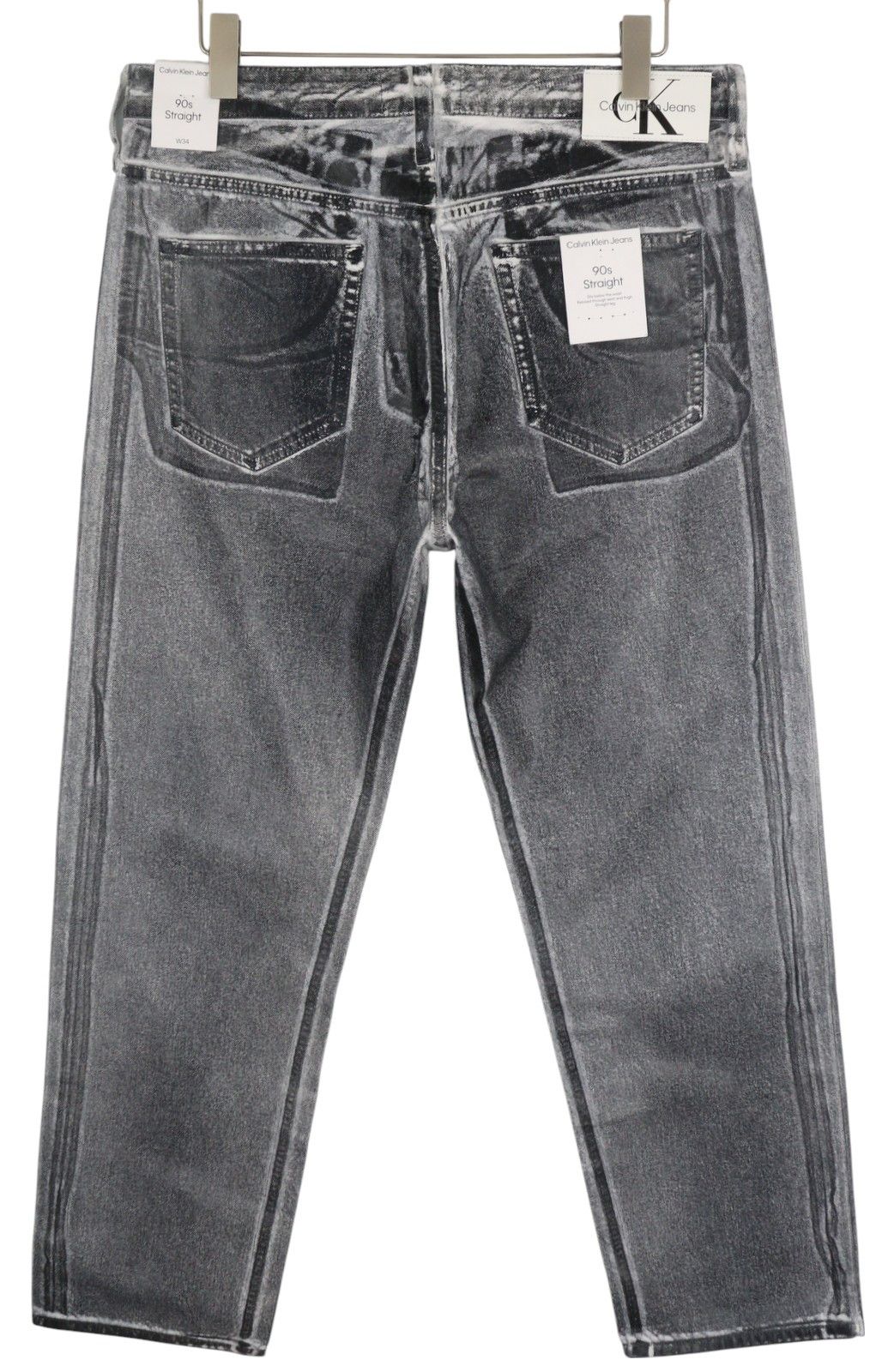 Calvin Klein 90'S STRAIGHT W34 Grey Washed Zip Coated Jeans 85109 Size US 34 / EU 50 - 3 Thumbnail