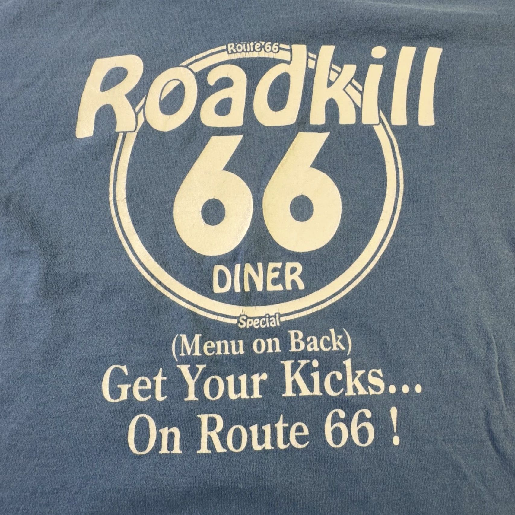 Vintage VINTAGE Route 66 Diner Shirt Mens Medium Blue Graphic Tee 90s Roadkill 66 Diner Tee USA 90s Mock Menu Travel Shirt Mens M Size US M / EU 48-50 / 2 - 2 Thumbnail
