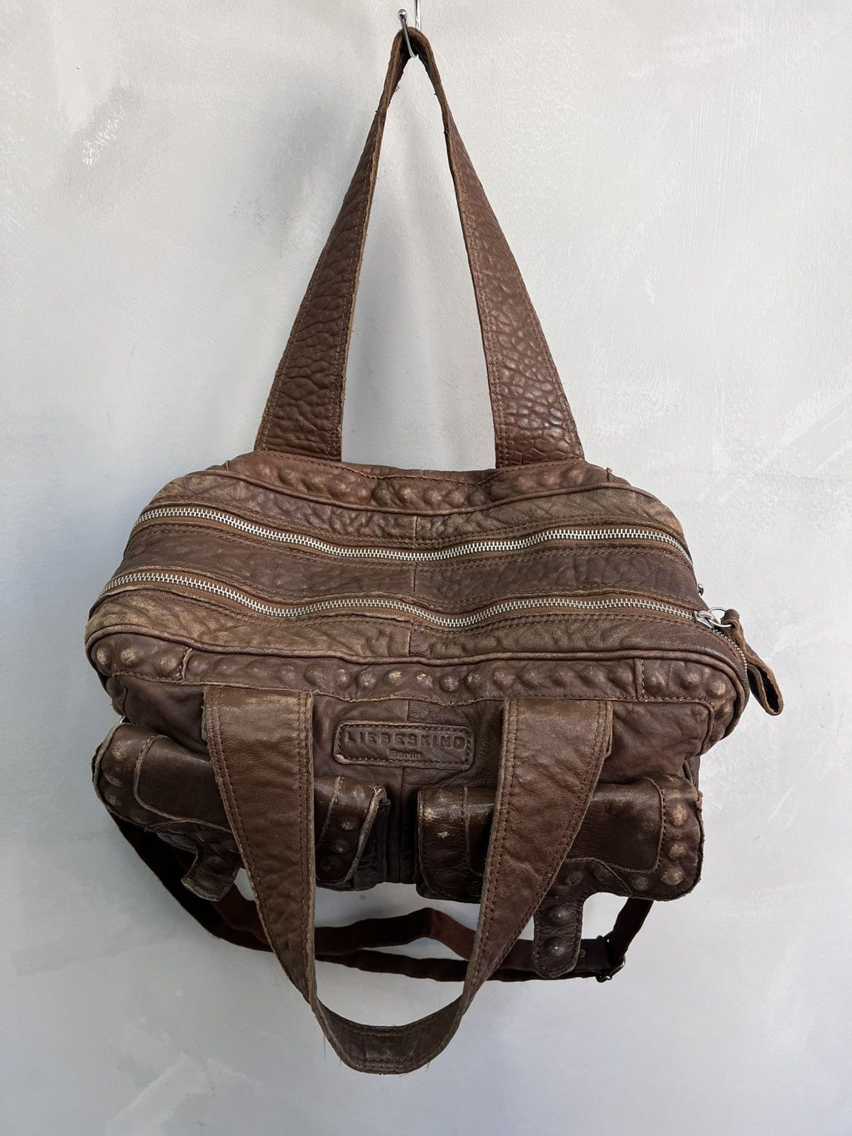 Le Grande Bleu (L.G.B.) × Vintage Leather studded 00s Haversack Messenger Bag Y2K Vintage Size ONE SIZE - 6 Thumbnail