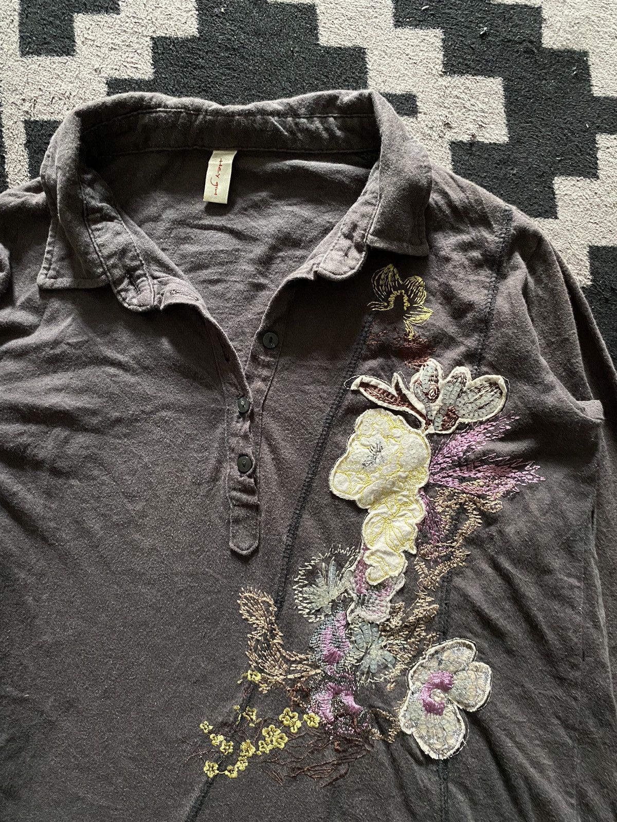 Le Grande Bleu (L.G.B.) Vintage heygirl embroidery stitch longsleeve tshirt Size US M / EU 48-50 / 2 - 2 Thumbnail