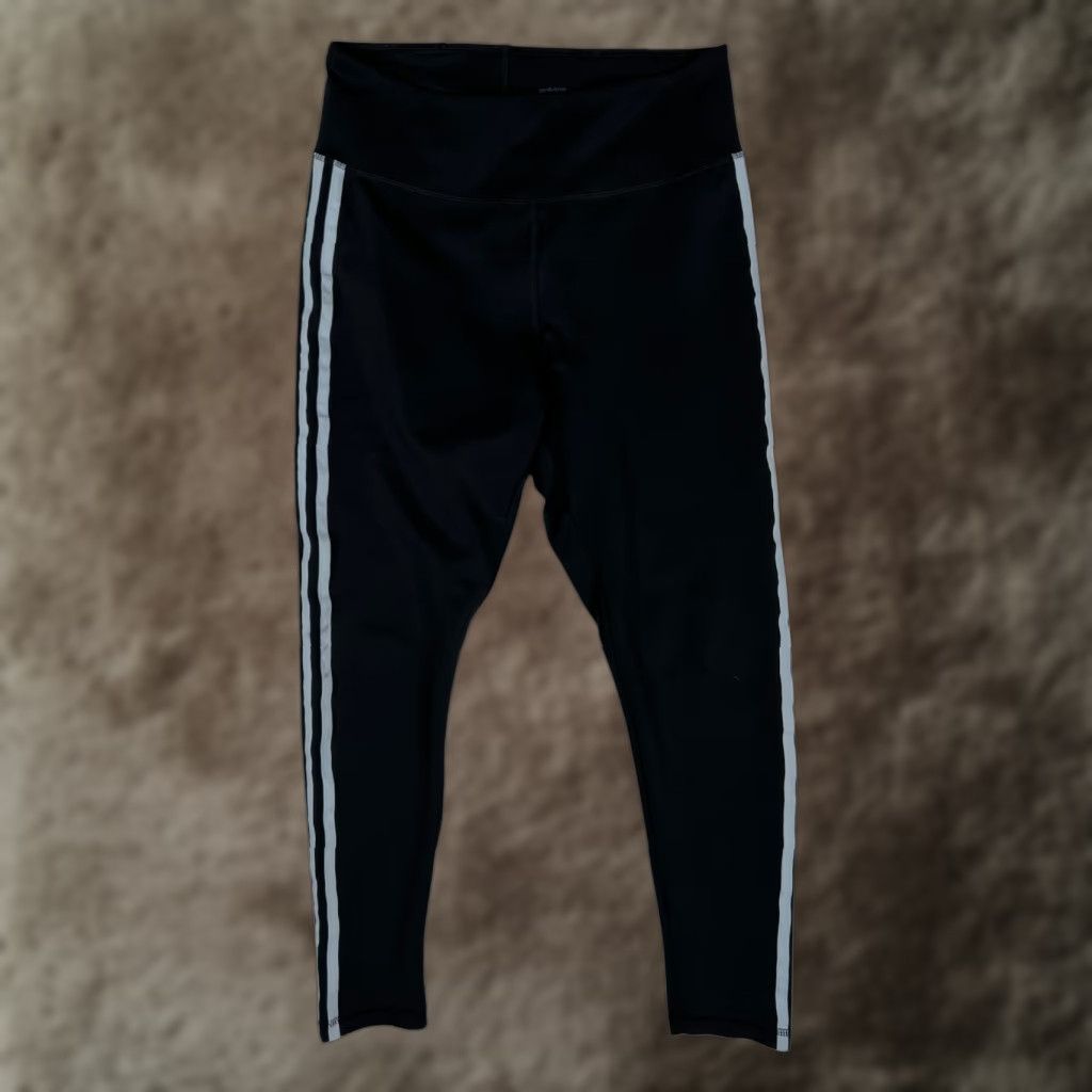 Adidas Adidas Pants Women's M Black Climalite 3-Stripes High Rise Crop Ankle Leggings Size 32" / US 10 / IT 46 - 1 Thumbnail