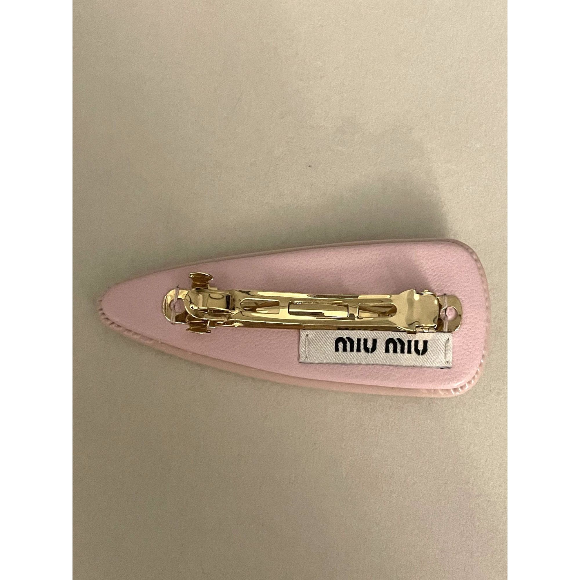 Miu Miu Miu Miu Pink Hair Clip With Gold Logo Size ONE SIZE - 2 Thumbnail
