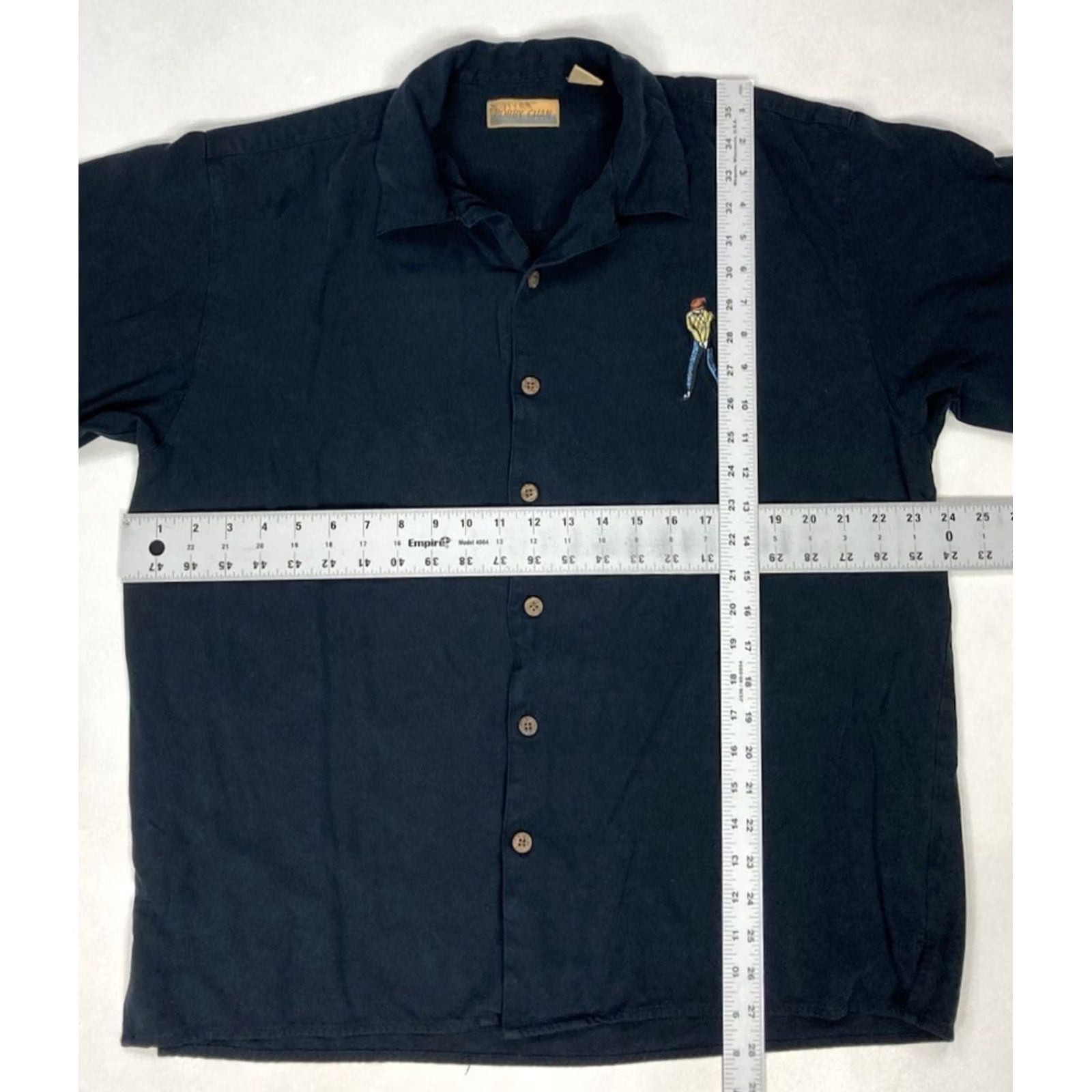 Vintage Bobby Chan Hawaiian Silk Embroidered Shirt Men Large Black Short Sleeve Collared Button-Up Size US L / EU 52-54 / 3 - 7 Thumbnail