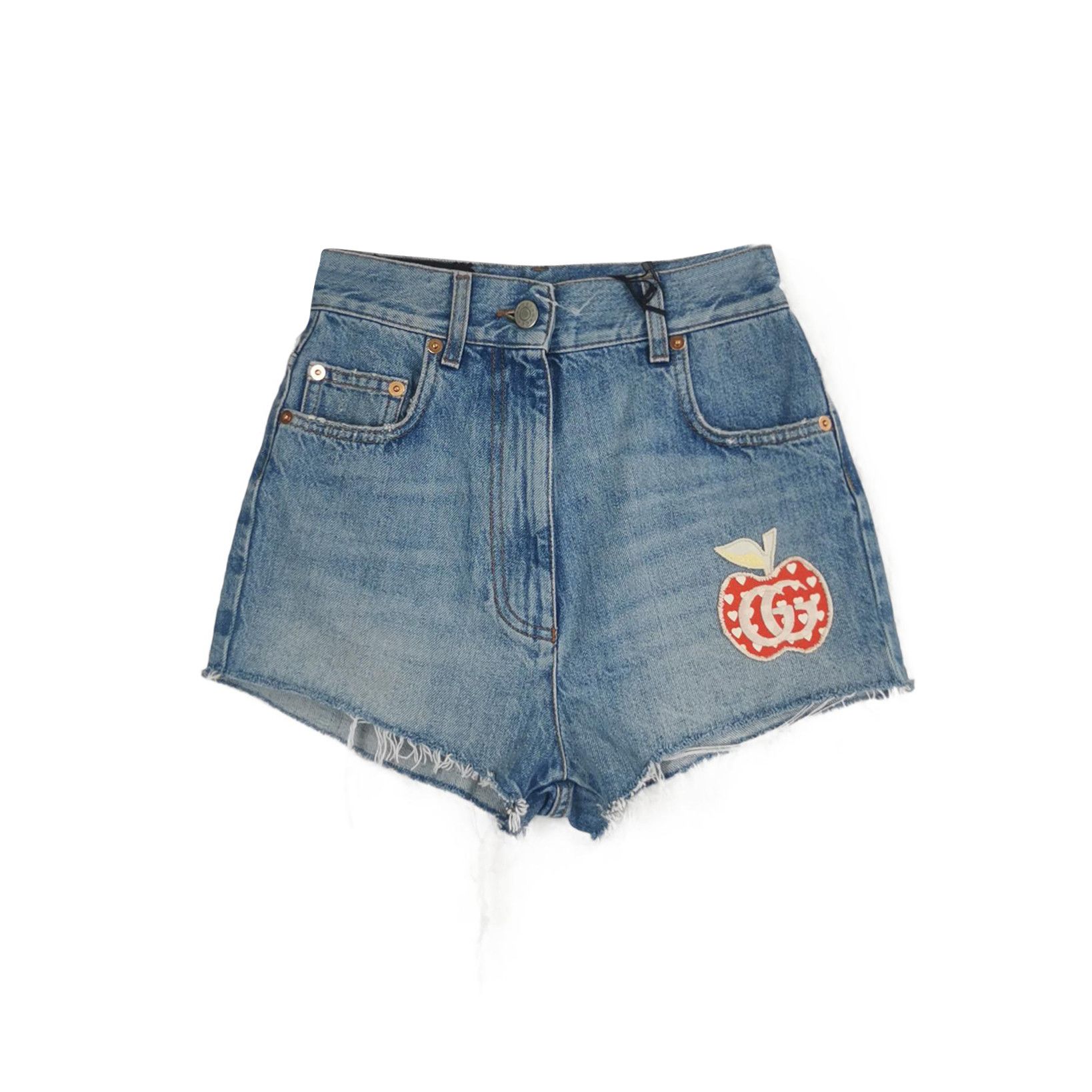 Gucci Gucci Apple GG Motif Denim Shorts Size 23 Size 23" - 1 Thumbnail
