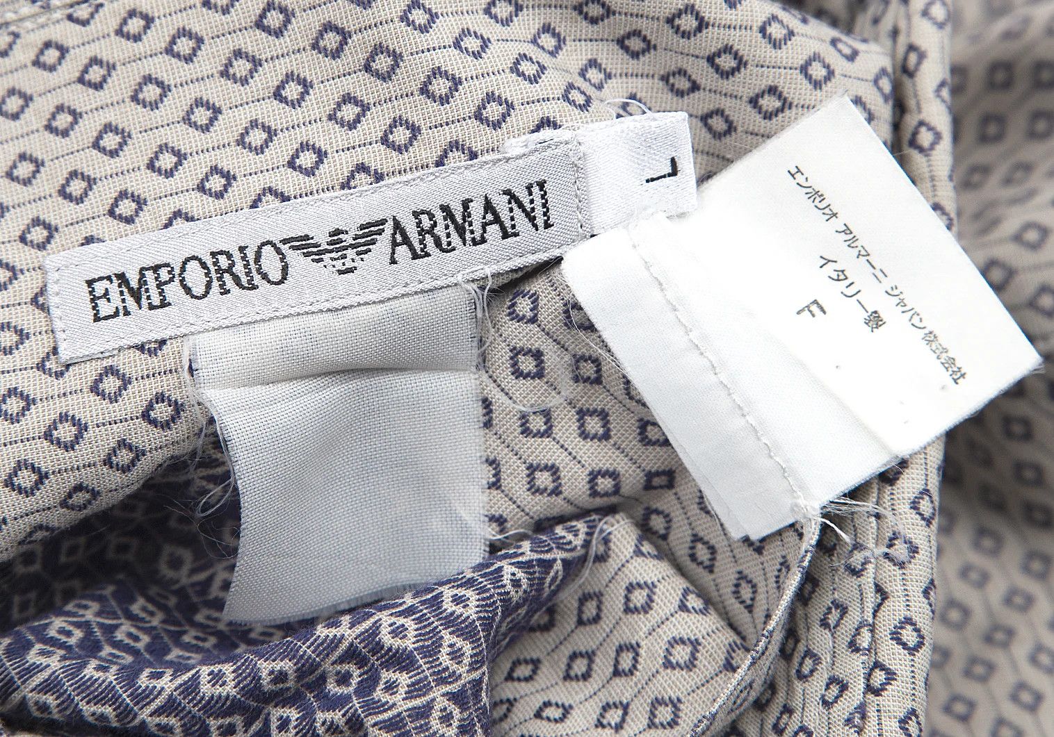 Emporio Armani Button-Down Shirt with Pattern in Gray and Navy, Size L Size US L / EU 52-54 / 3 - 16 Thumbnail