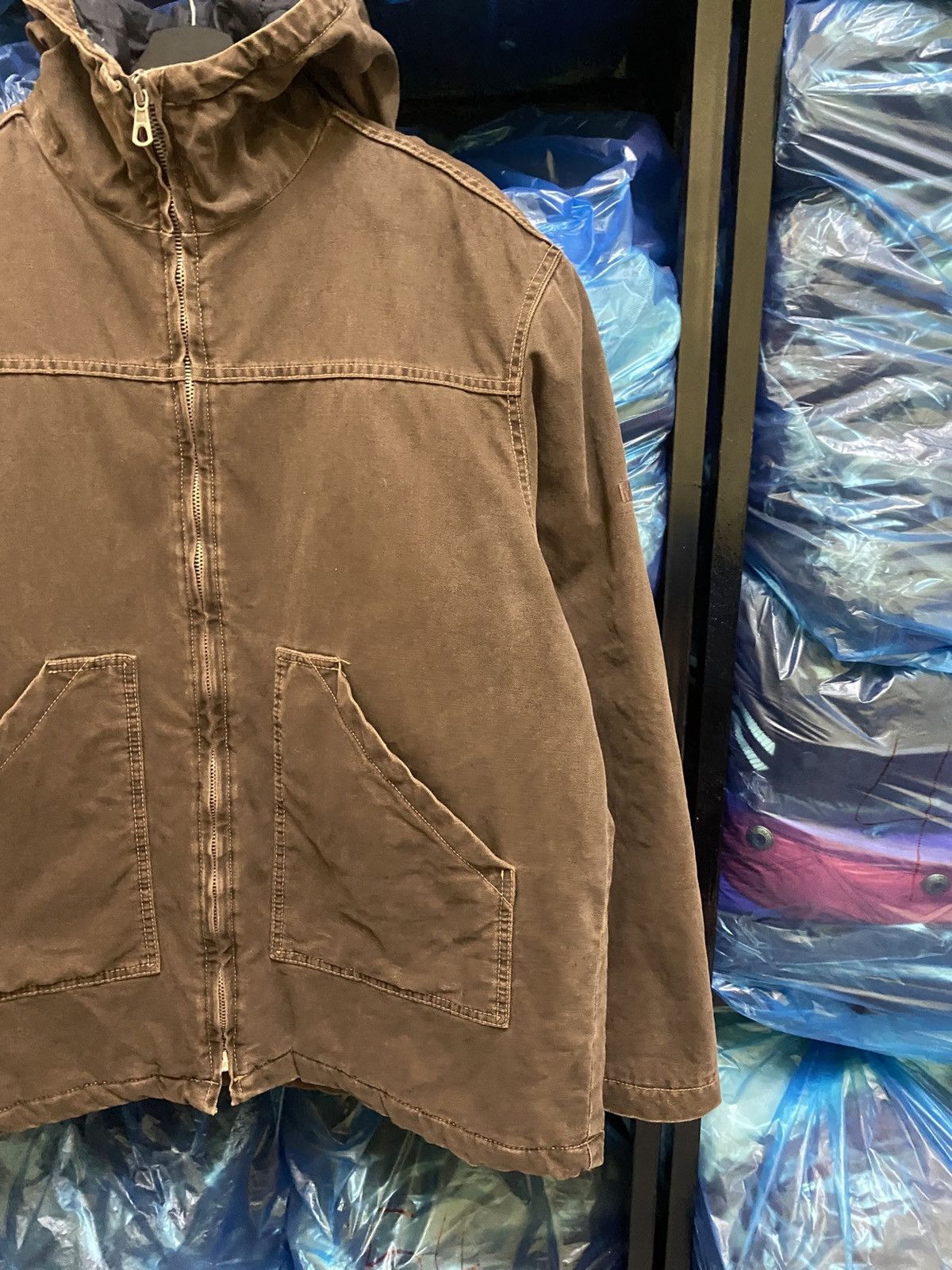 Japanese Brand Vintage Meltin’ Pot Brown Quilted Hooded Work Jacket Size US L / EU 52-54 / 3 - 4 Thumbnail