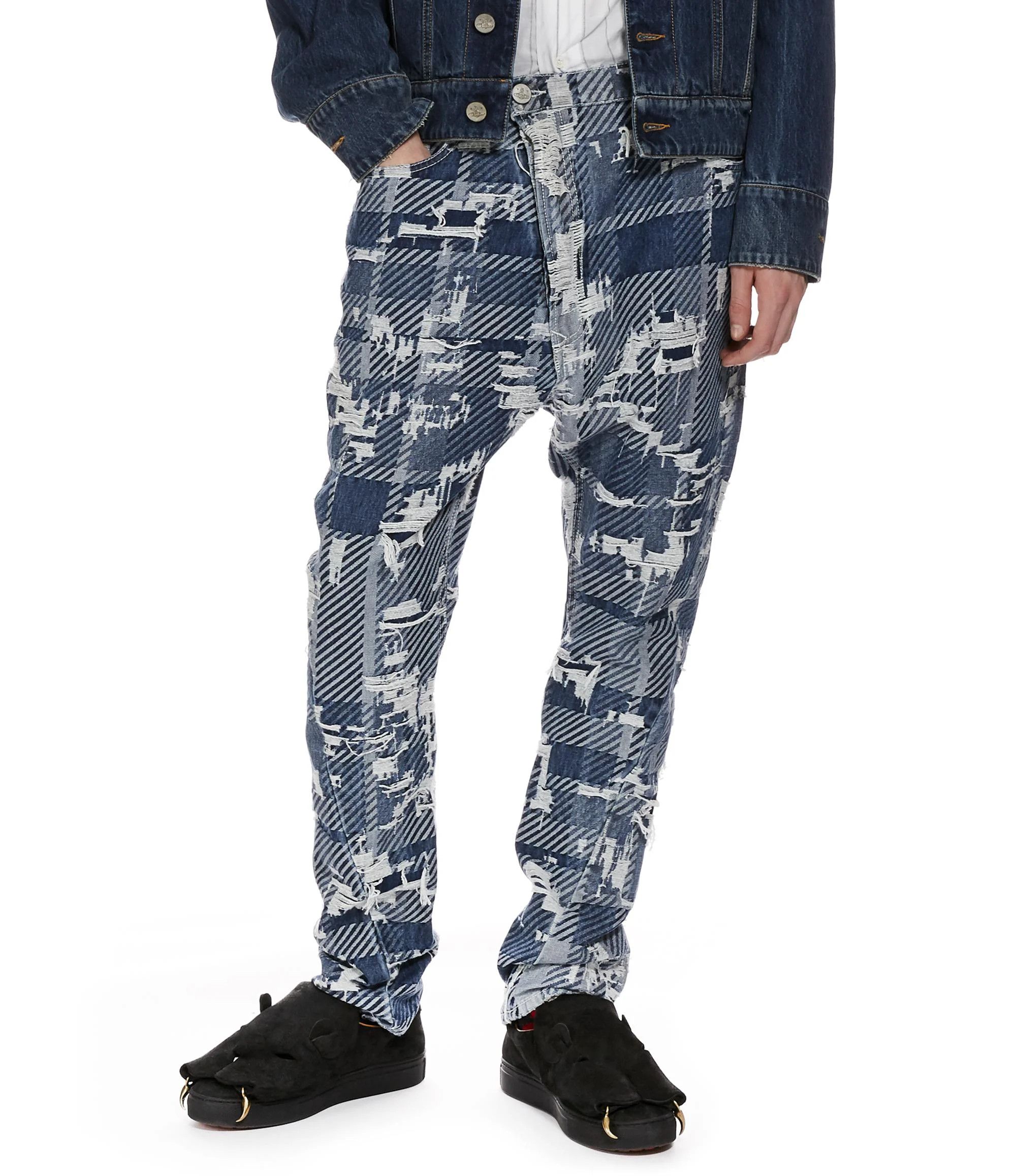 image of Vivienne Westwood Destroyed Jeans in Blue, Men's (Size 26)