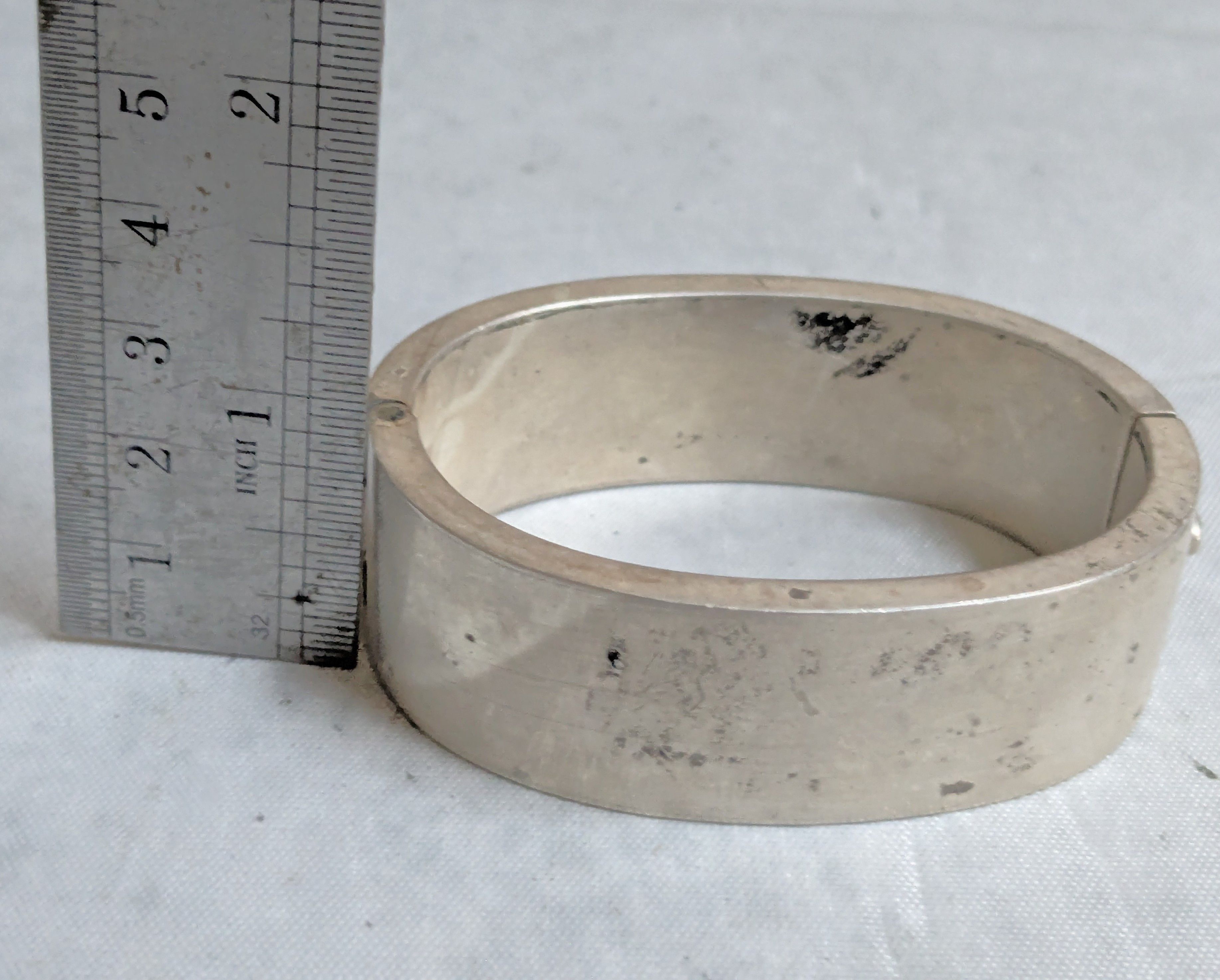 Jewelry Vintage Sterling Silver Bracelet Hinge Modern Bangle 7" Size ONE SIZE - 13 Thumbnail