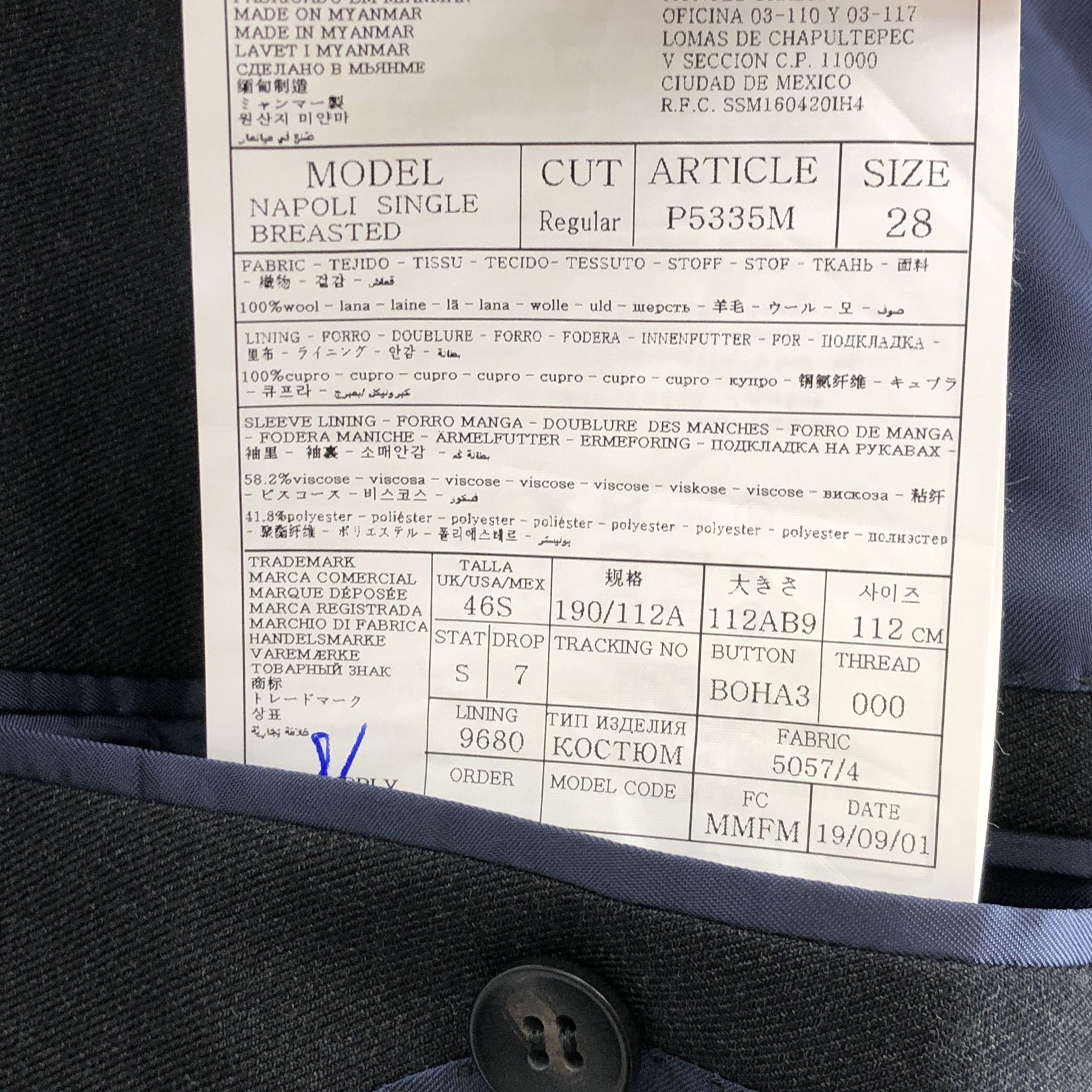 Suitsupply Napoli Single Breasted Wool Blazer Size EU:28; UK 46; US:46R Size 46R - 9 Thumbnail