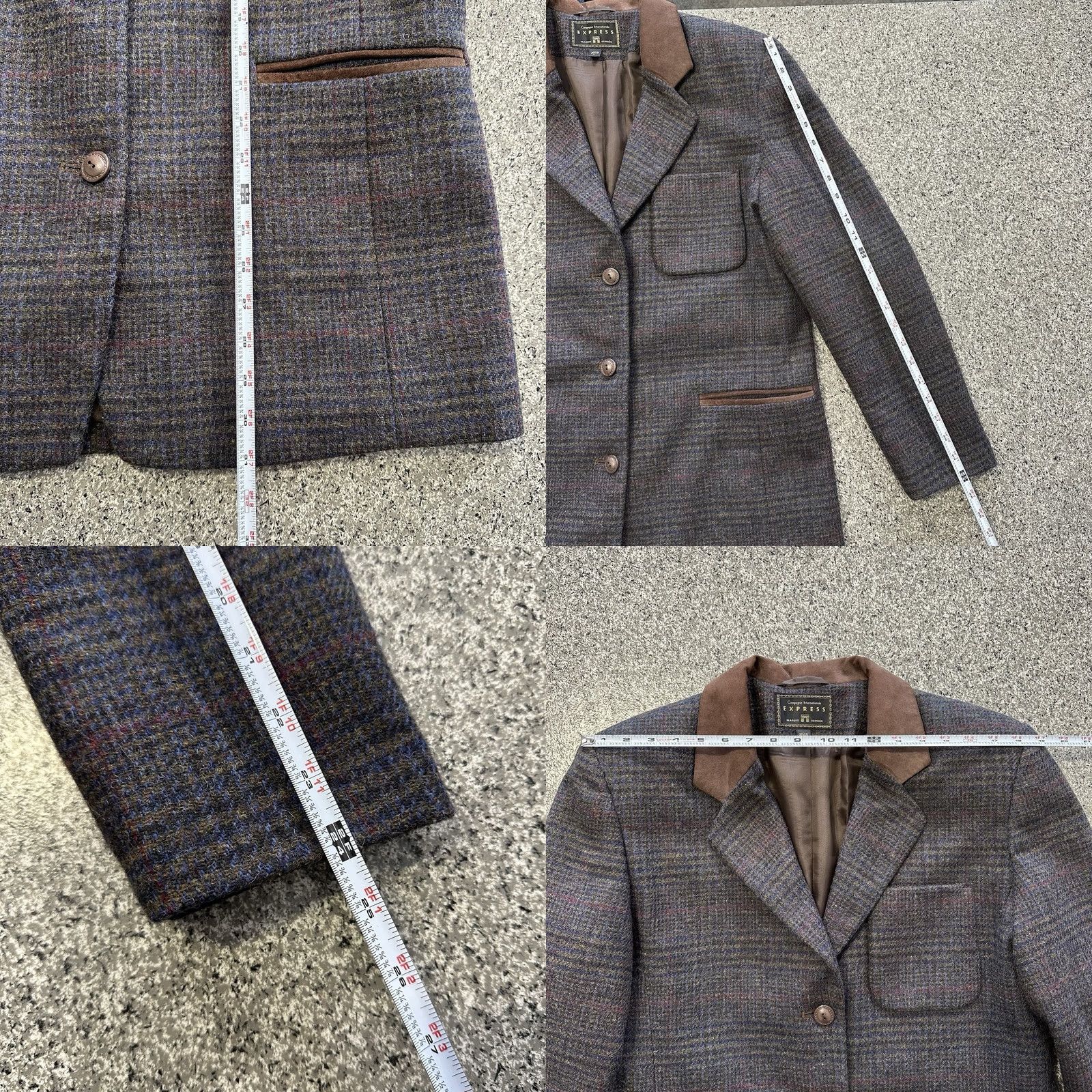 Express VINTAGE Express Blazer Womens L Wool Plaid Tweed Size L / US 10 / IT 46 - 8 Thumbnail