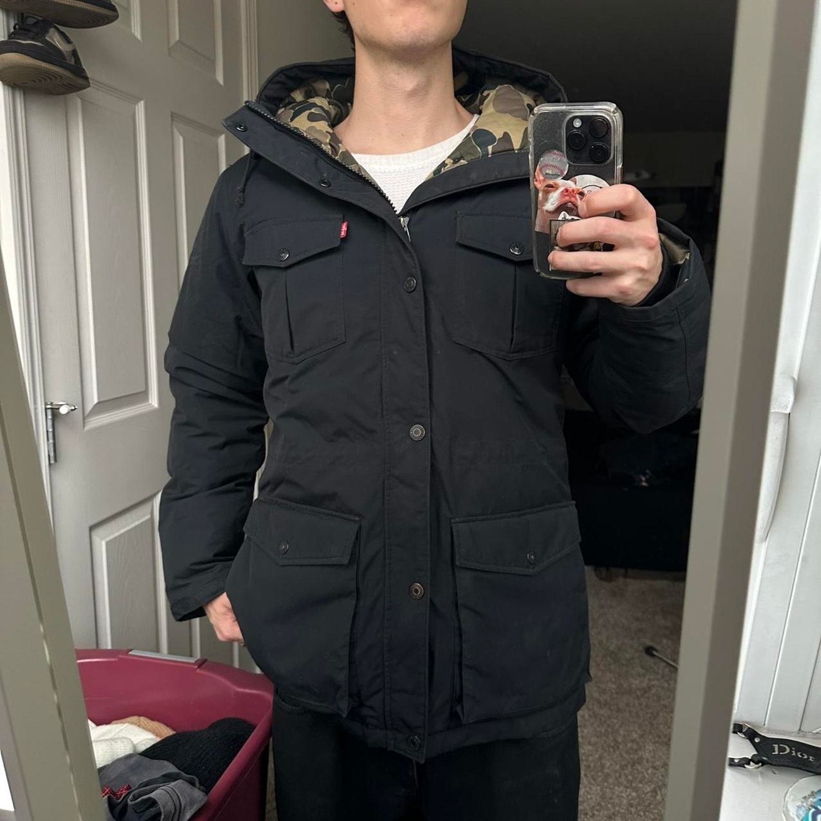 Levi's Rare 00s Levi’s Black Camo Insulated Down Puffer Jacket Coat Size US M / EU 48-50 / 2 - 7 Thumbnail