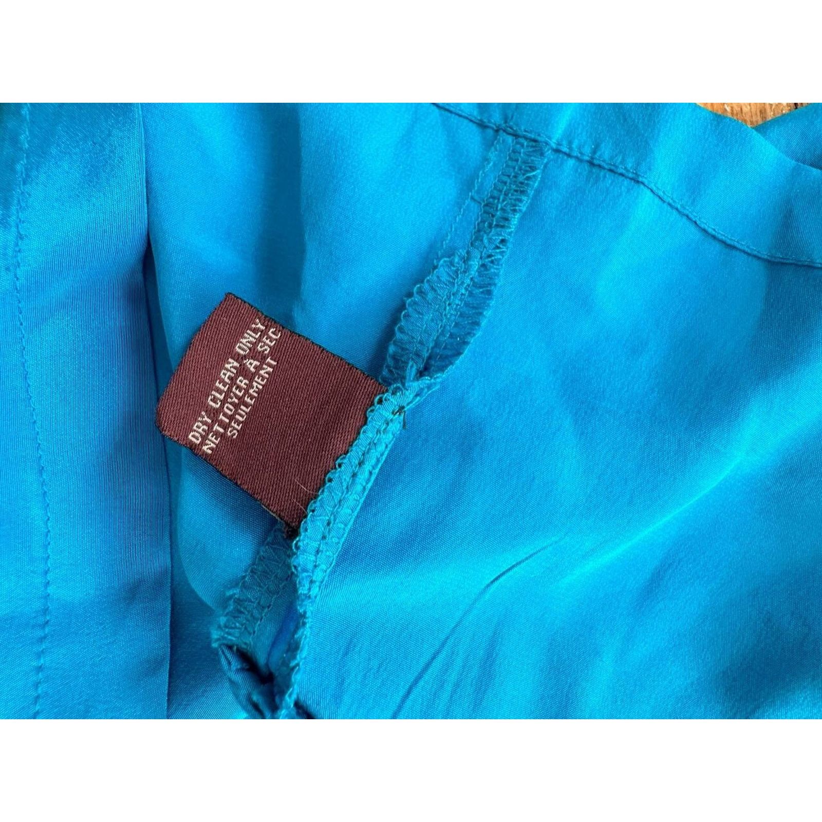 Anthropologie Ranna Gill silk top necklace Sleeve Length Blue M A000606 Size M / US 6-8 / IT 42-44 - 3 Thumbnail