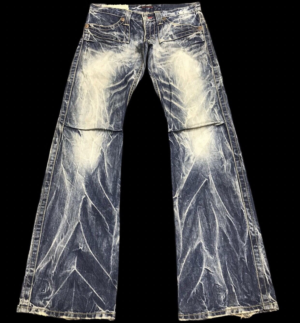 💥FLARE💥BLUE WAY Japan Raw Thunder Fade Low Rise Denim F82