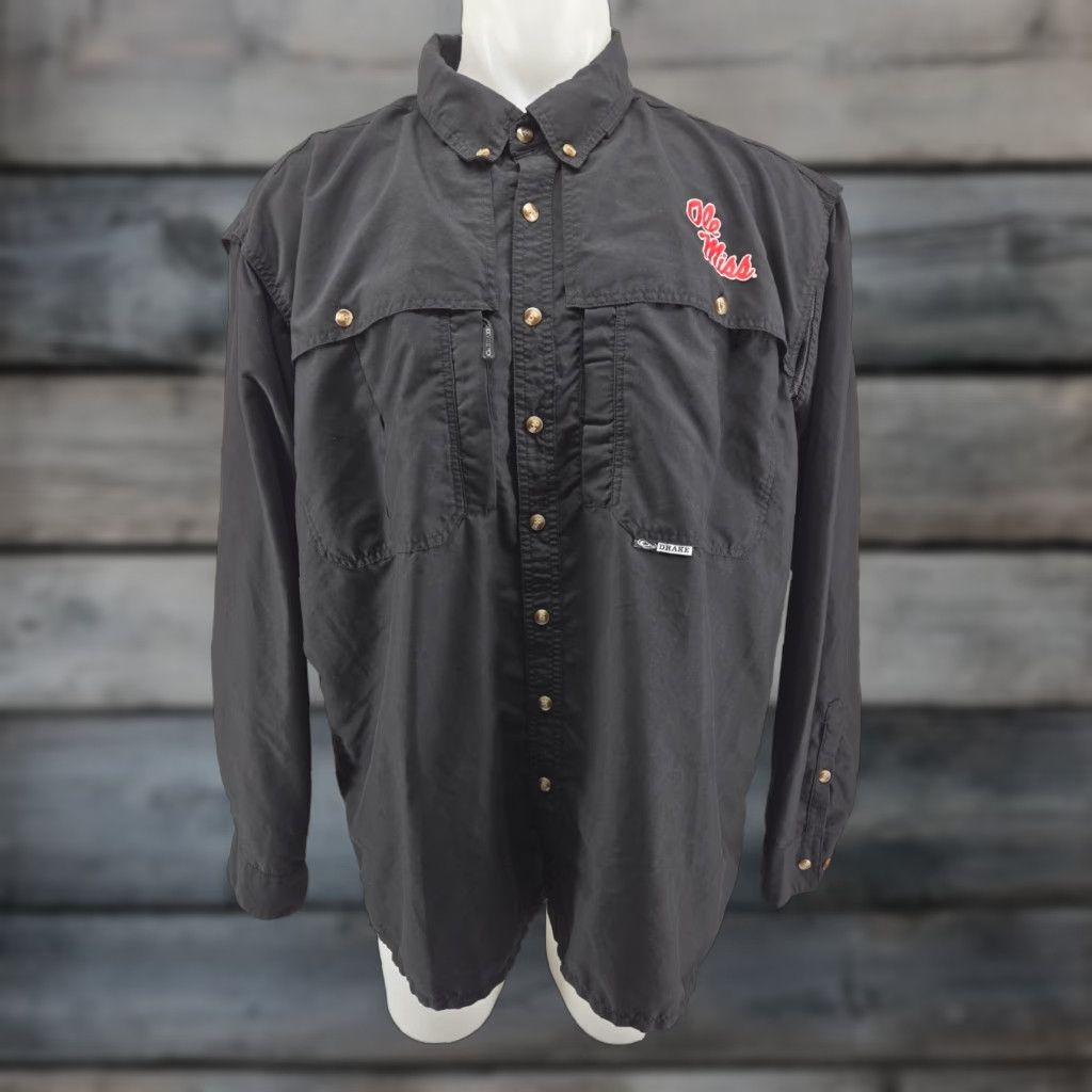 Vintage Drake Waterfowl Ole Miss Mens Black Wingshooters Button-Down Size 2XL Size US XXL / EU 58 / 5 - 1 Thumbnail