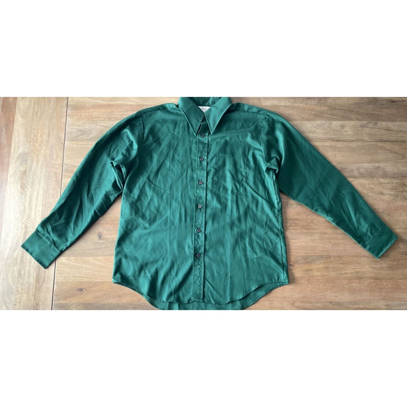 J Brand VINTAGE BVD Traditionals Rockabilly 1940s Mens Long Sleeve Button-Front Collar 16.5 35 Green 46 Chest M Size US M / EU 48-50 / 2 - 2 Thumbnail