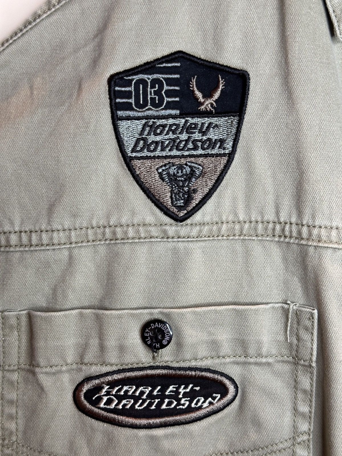 Harley Davidson × Vintage *RARE* Vintage Harley Davidson Patch Embroidered Thrash Vest Size US M / EU 48-50 / 2 - 5 Thumbnail