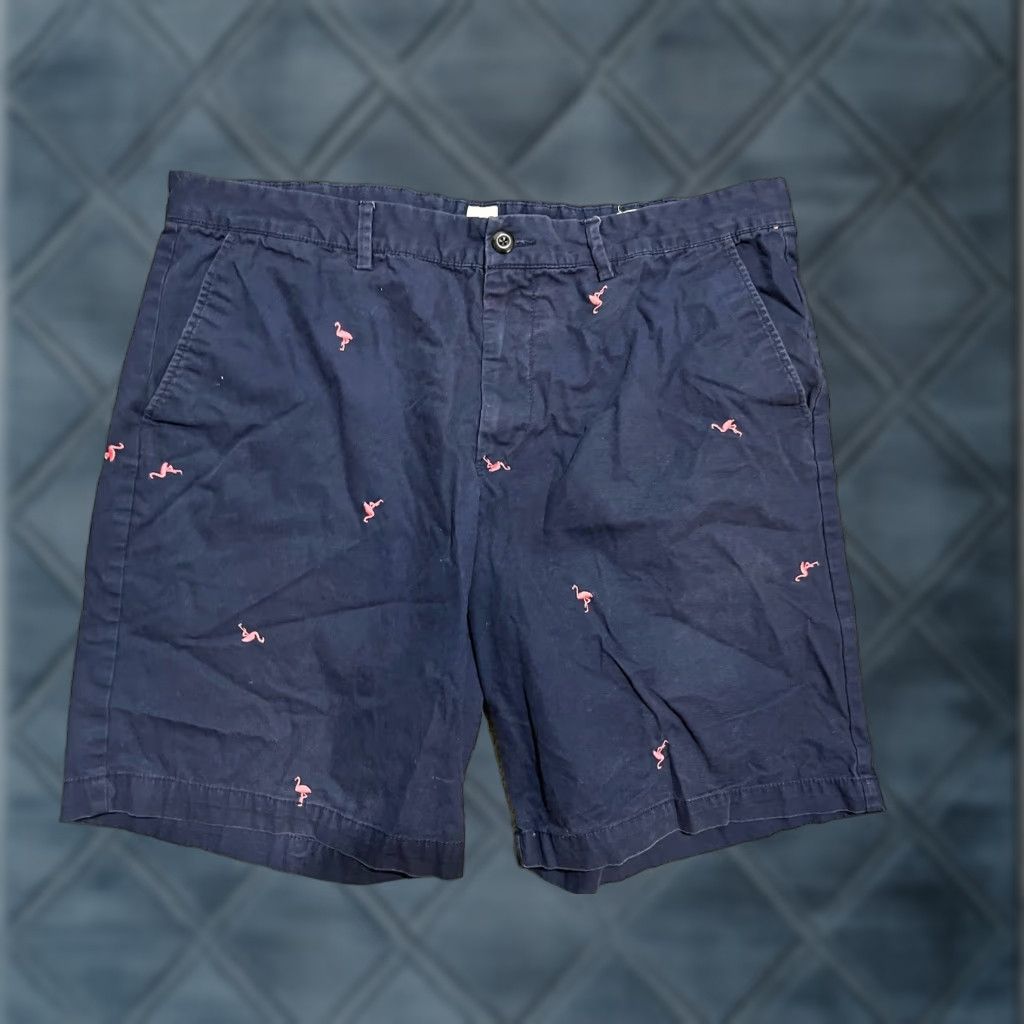 Gap Gap Shorts 38 Navy Blue Pink Flamingo Flat Front 100% Cotton Mens Size US 38 / EU 54 - 1 Thumbnail