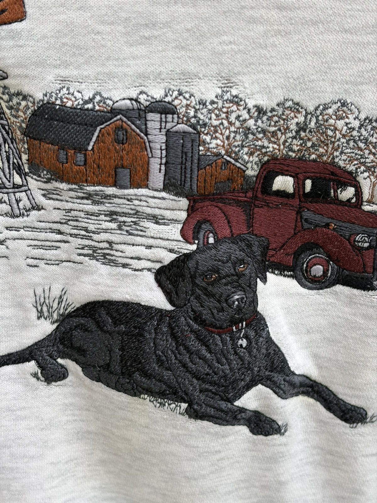 Croft & Barrow C&B Sport Croft & Barrow Embroidered Farm Scene Sweatshirt Size US XL / EU 56 / 4 - 2 Thumbnail