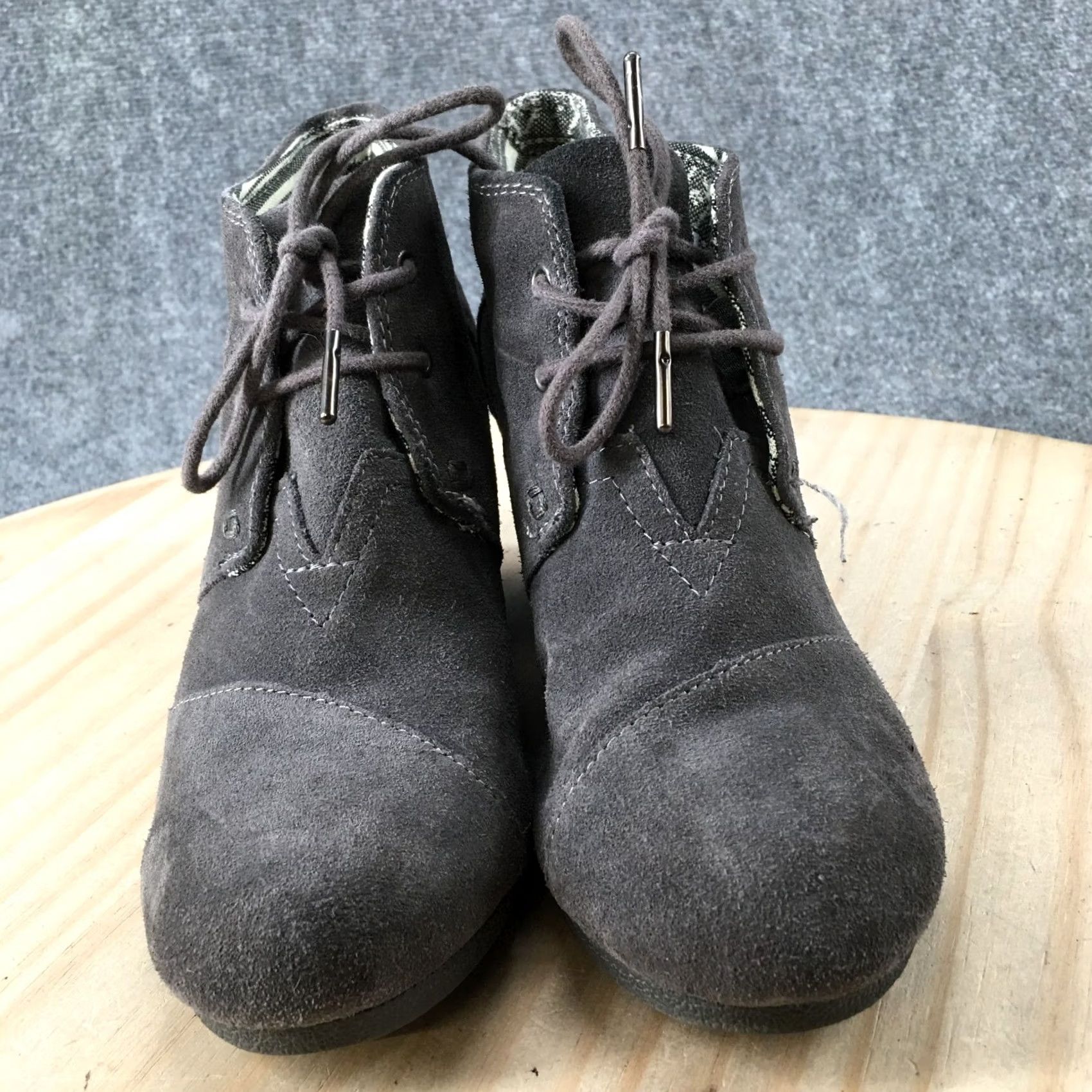 Toms TOMS Boots Womens 8 Desert Gray Lace Up Ankle Top Casual Comfort Wedge Size M / US 6-8 / IT 42-44 - 7 Thumbnail