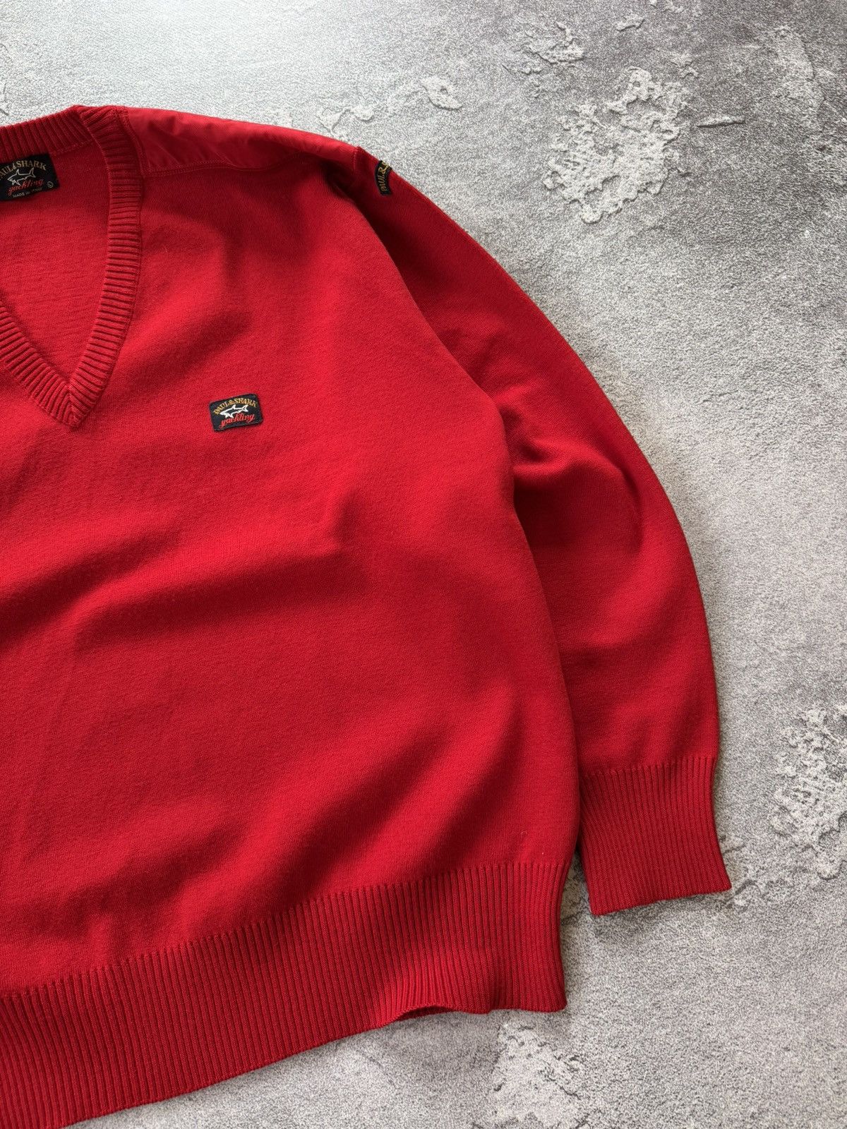 Paul & Shark × Vintage Paul & Shark L Red v-neck sweater knitwear jumper pullover Size US L / EU 52-54 / 3 - 7 Thumbnail