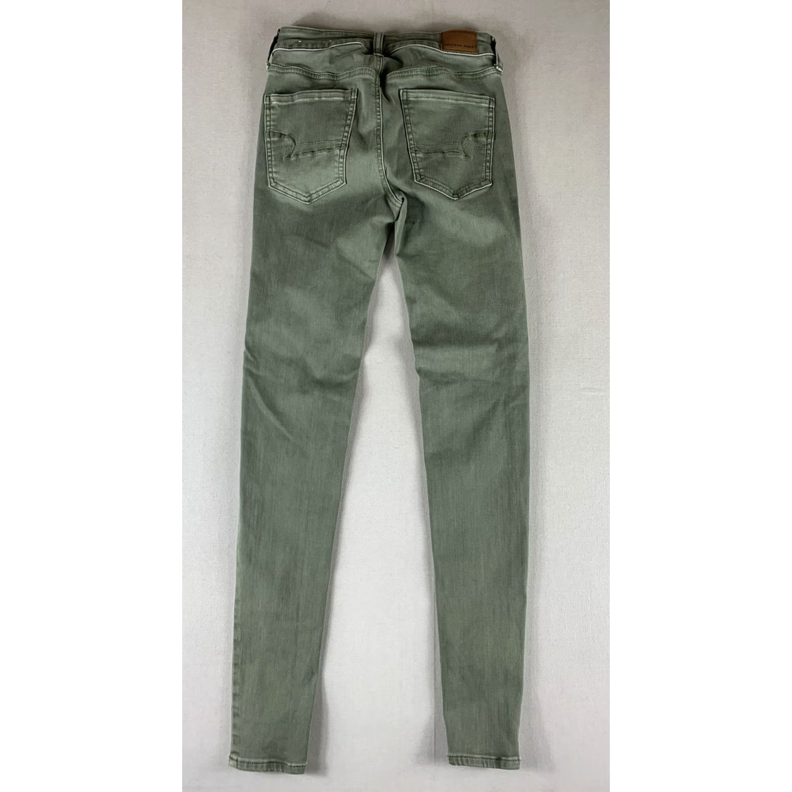 Vintage AMERICAN EAGLE Jeans Jegging WOMENS Size 2 Green Hi Rise Regular Fit Size 26" / US 2 / IT 38 - 2 Thumbnail
