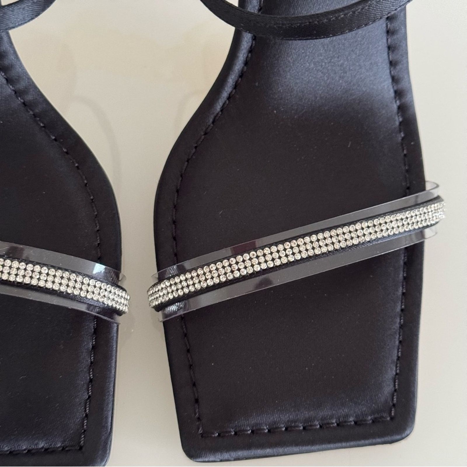 Good American NEW! Good American Heels, Size 9,5 Satin Black with Crystals Size US 9.5 / IT 39.5 - 4 Thumbnail