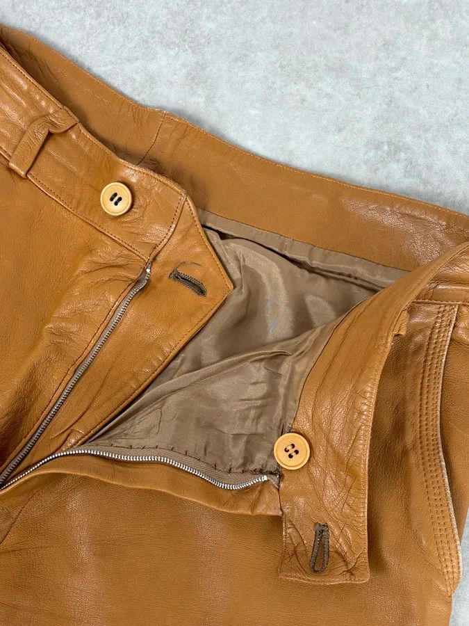 Vintage 1980s Gianni Versace Cognac Leather Pants Size US 32 / EU 48 - 9 Thumbnail