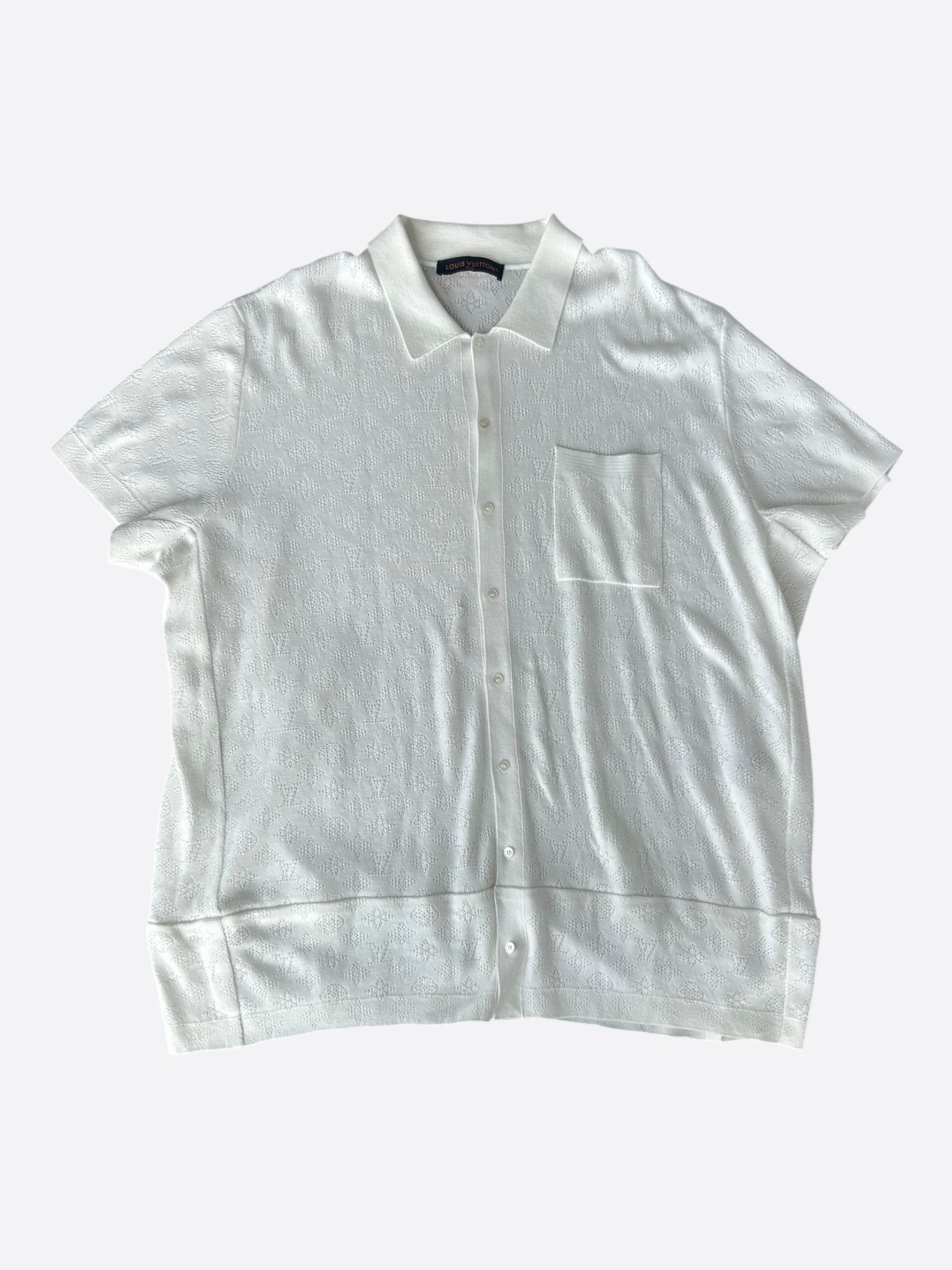 Louis Vuitton Louis Vuitton White Perforated Monogram Knit Shirt Size US XXL / EU 58 / 5 - 1 Thumbnail